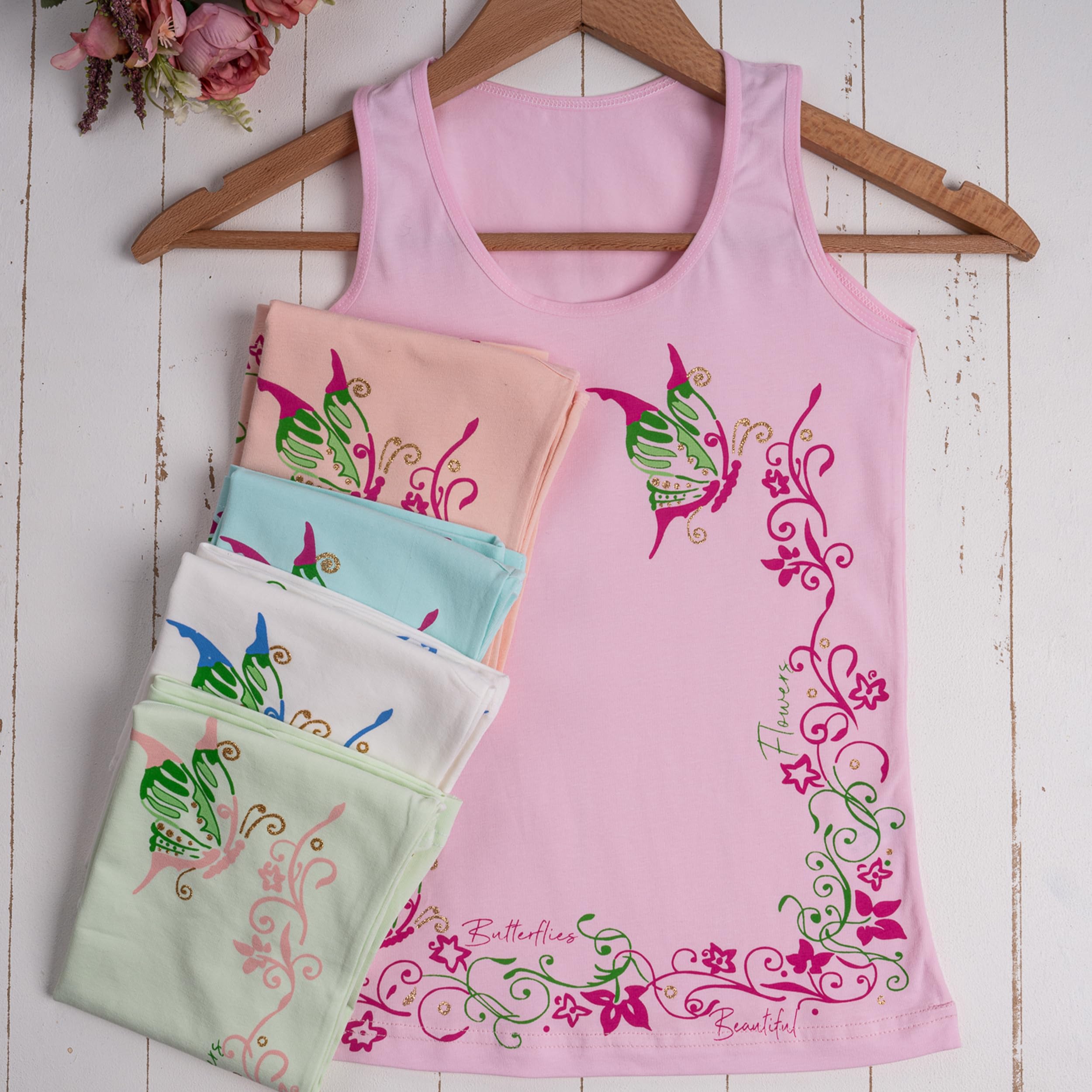 LOREZA® 5 Filles Maillot de Corps en Coton Débardeur Enfants sous-vêtements 2-15 Ans