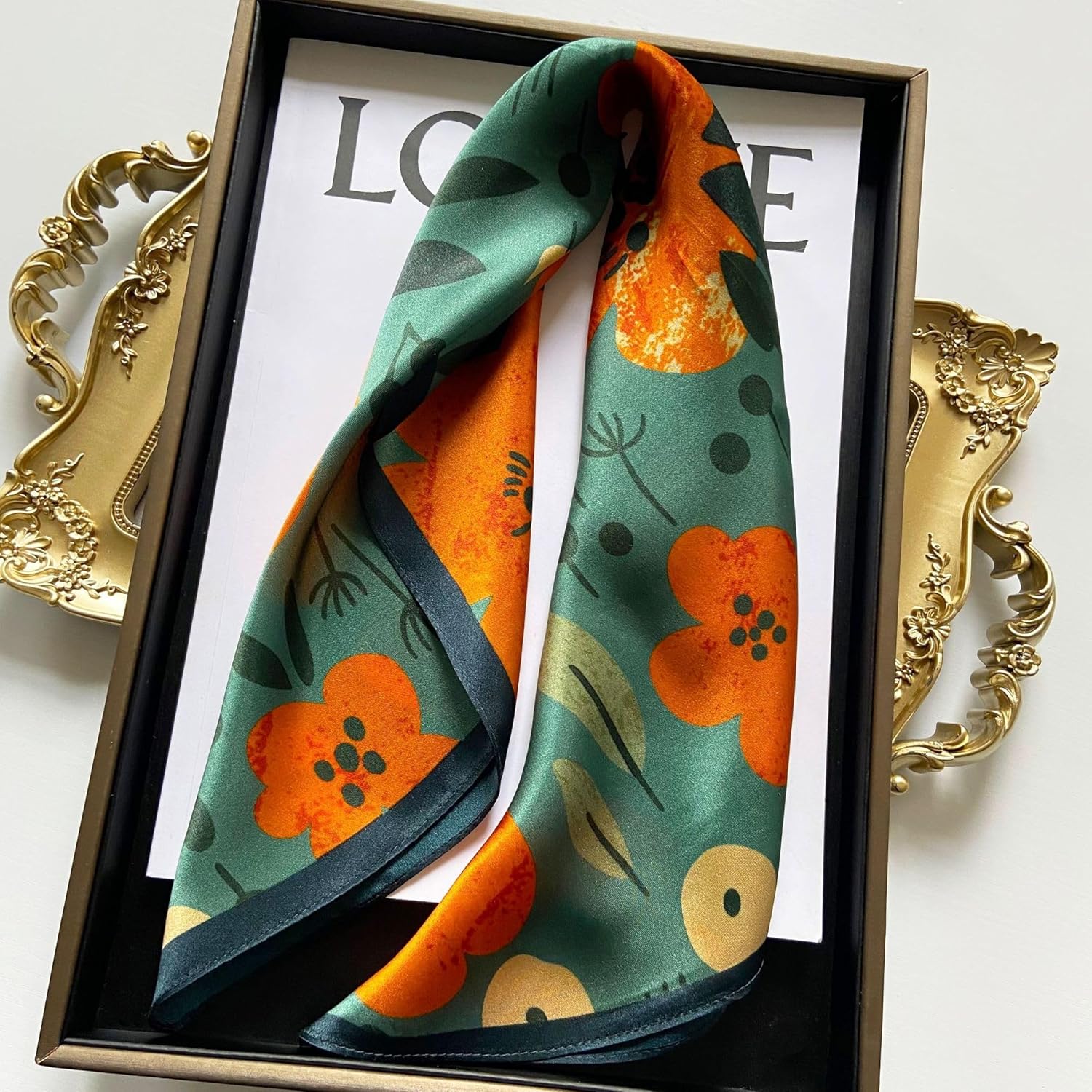 MEISEE Mulberry Silk Scarfs Women Small Square Scarf 21" x 21" Breathable Lightweight Neckerchief Headscarf - Image 2