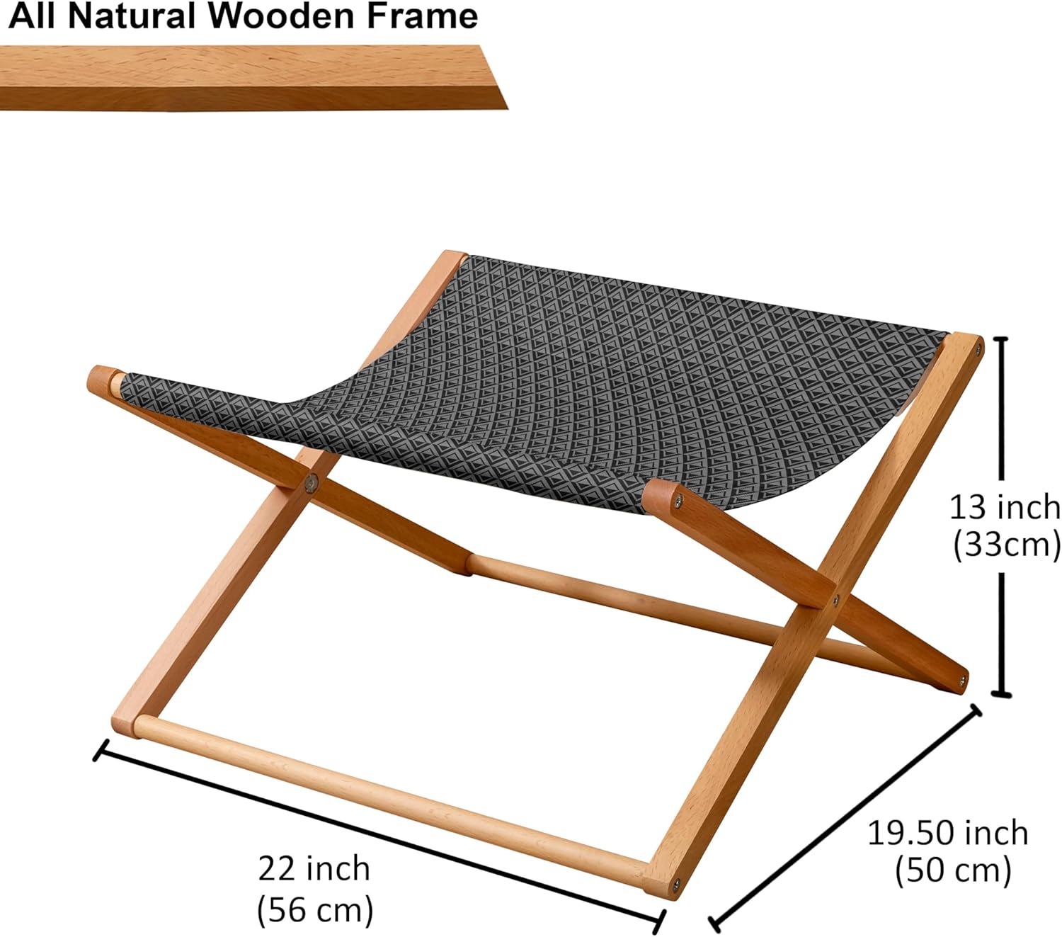 review Ambesonne Abstract Pet Hammock, Geometric Diamond Lines Chevron Inspired Dark Tones Continuous Pattern, Bed for Kittens Canopy with Durable Wooden Frame, 22