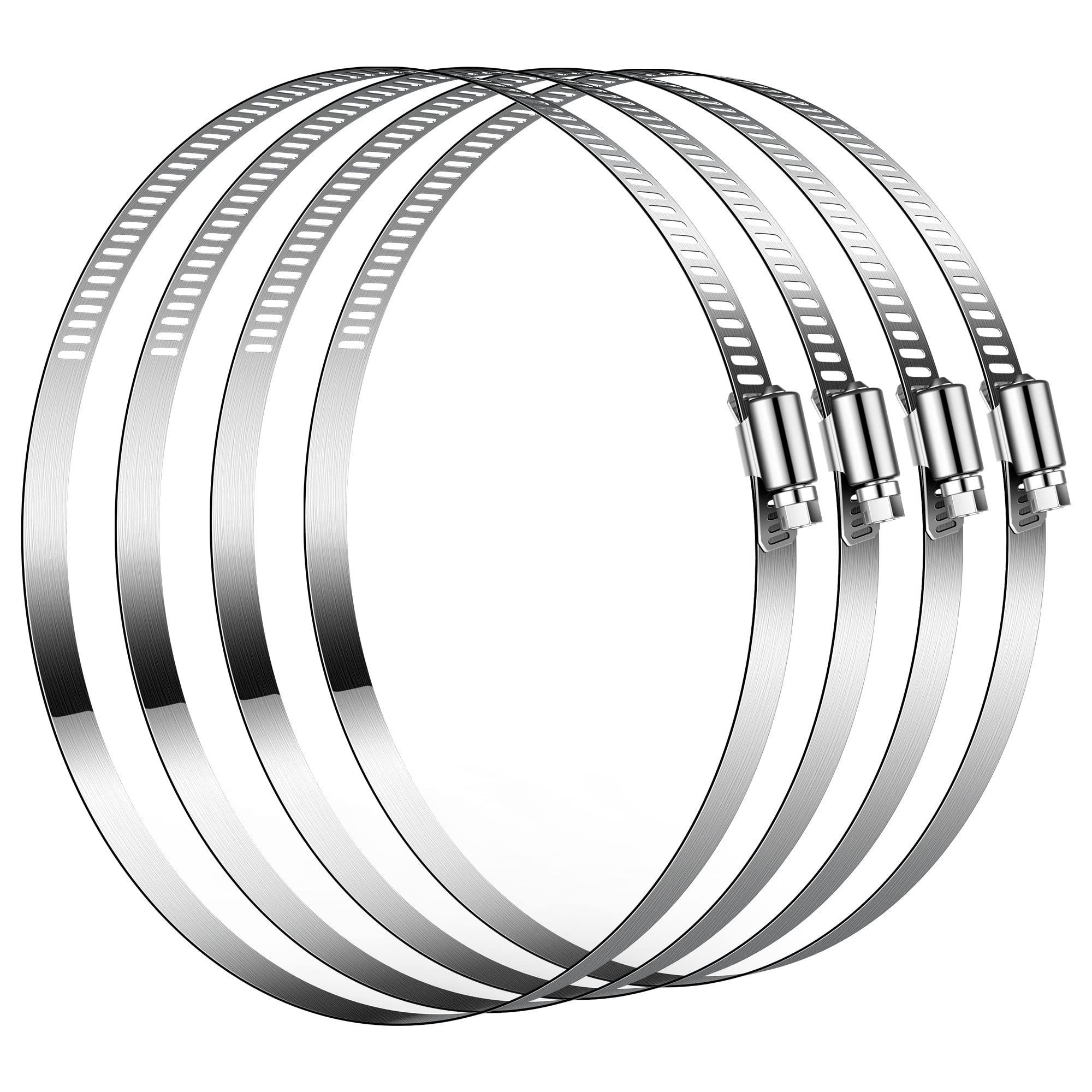 VIVOSUN Stainless Steel Air Ducting Clamps, 6/8/12 Inch Adjustable Hose Clamps with Worm Drive for Ducting, Heating, Cooling, Exhaust, and Ventilation