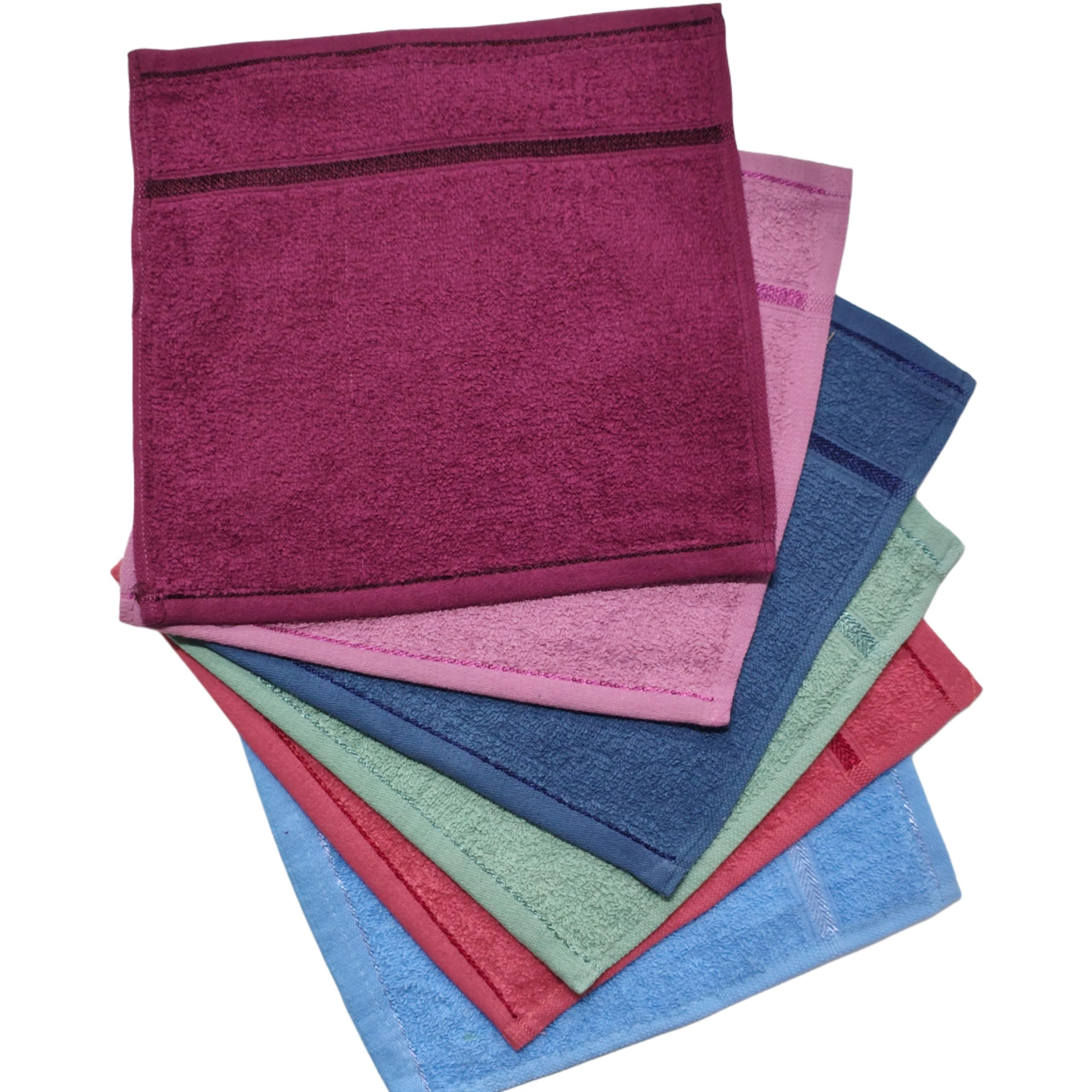 Cotton Bolls Textiles 100% Cotton Face Towels Set of 6 | 450 GSM Ultra Soft & Highly Absorbent Wash Cloths | Reusable Quick-Dry Towels for Face, Hand & Travel | 30x30 cm Multicolor-image-5
