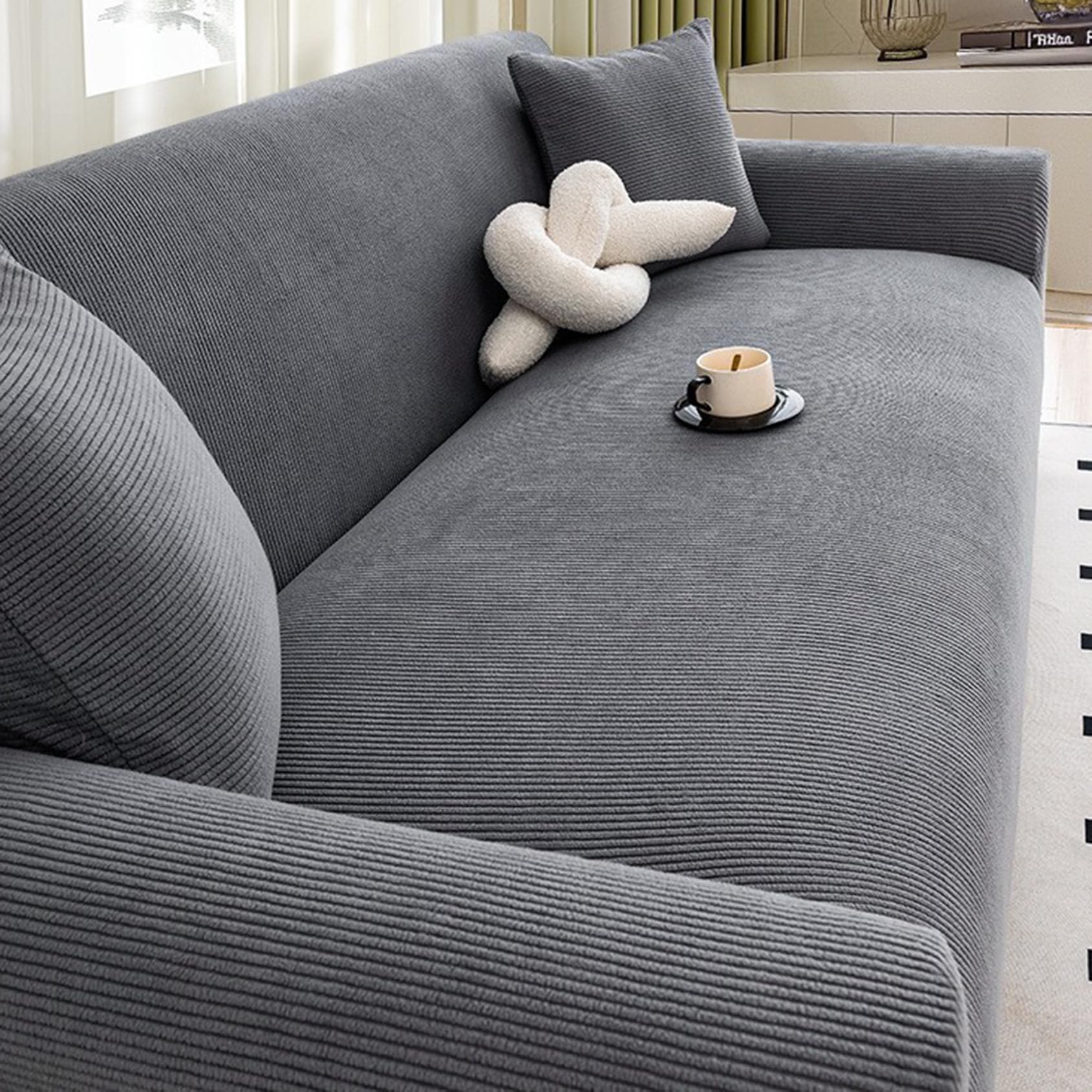 PERS Copridivano da 1/2/3/4/5 Posti, Copridivano Elasticizzati all-Inclusive, Copridivano Lavabili AntiGraffio per Gatti con 1 Federa(Size:3 Seater(190-230cm),Color:A)