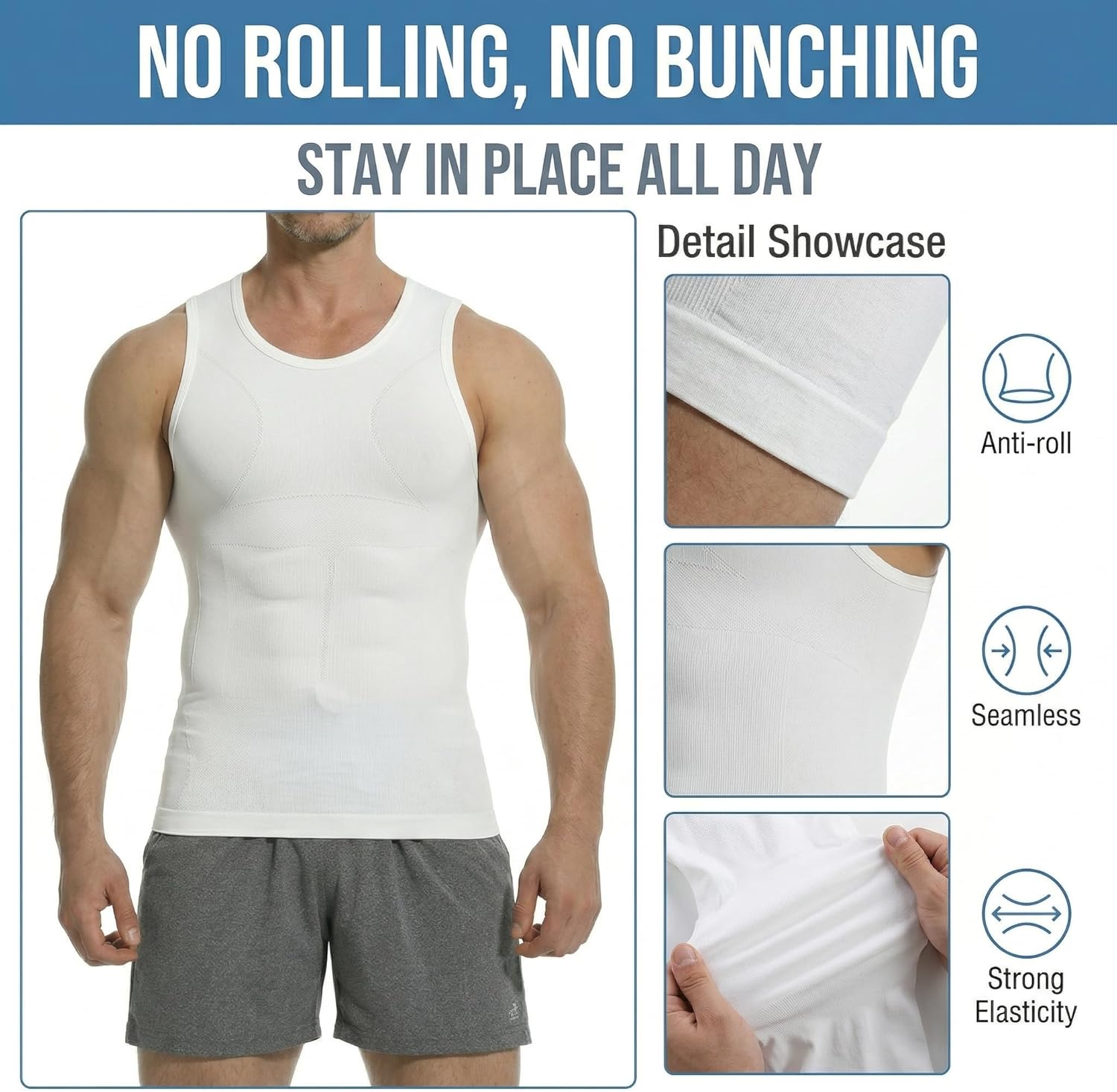 Compression Shirt Men, Slimming Tank Top, Gynecomastia Undershirts, Tummy Control Shapewear, Mens Body Shaper Vest