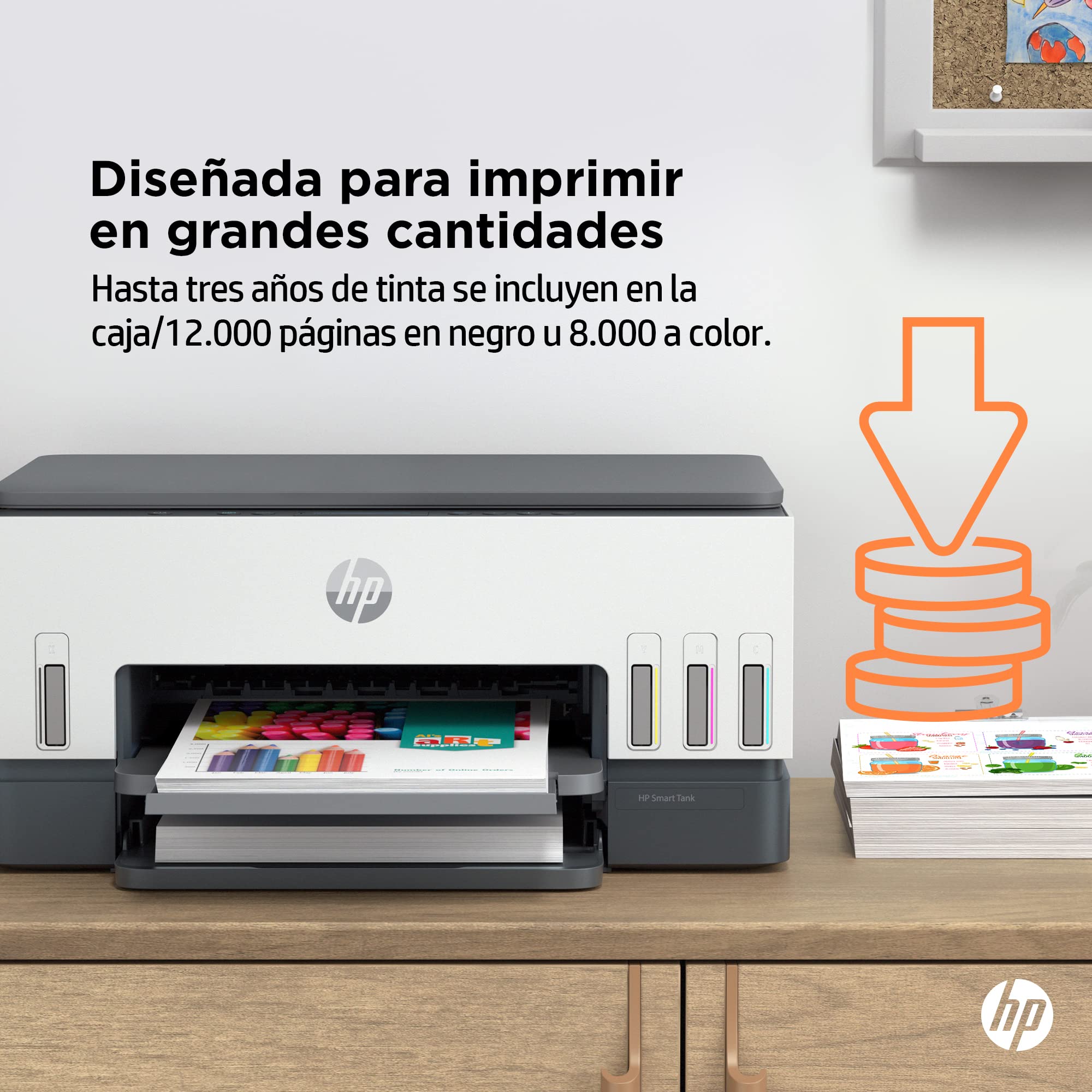 HP Smart Tank 6005, Impresora A4 Multifunción a Color, Inyección de Tinta, Wi-Fi de Doble Banda, Impresión automática a Doble Cara, Escáner, Copiadora, Smart App, Tinta incluida hasta 3 años