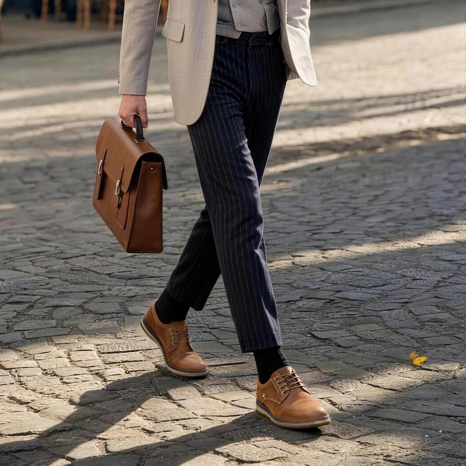 Men's Classic Formal Oxfords, Breathable Cushioned Business Dress Shoes, Casual Lace-up Wingtip Shoes
