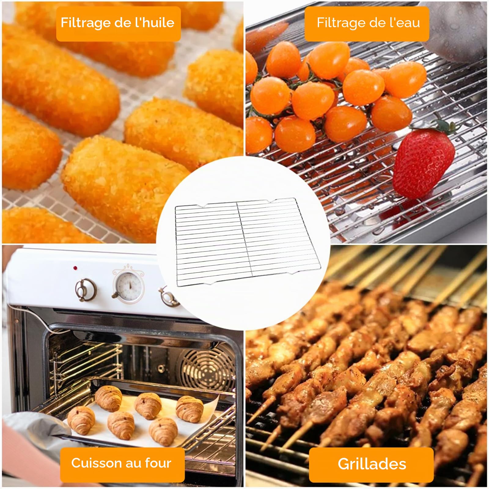 Grille Patisserie Acier Inoxydable 31x20x1.5 cm Refroidissement Rectangulaire