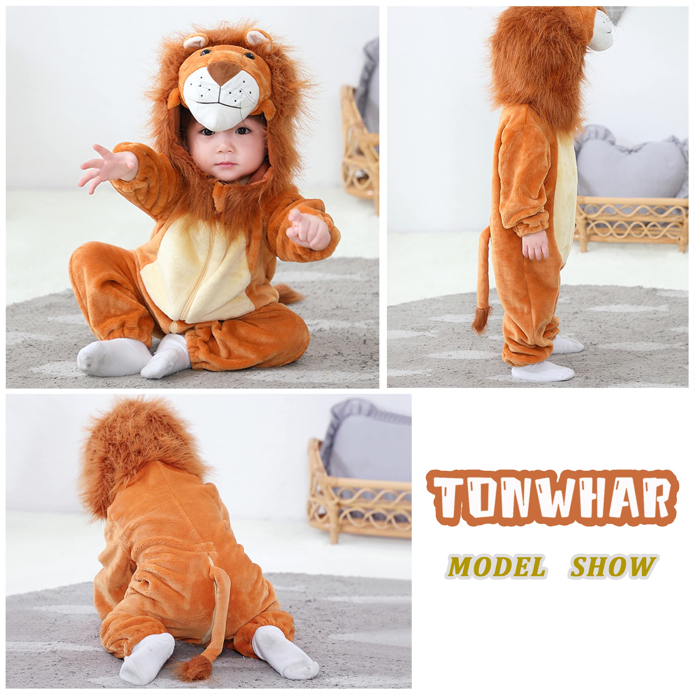 Tonwhar Unisex Baby Animal Halloween Costume Kid'S And Toddler'S Autumn Winter Outfits Jumpsuit(1-3 Months,Blue Dino)