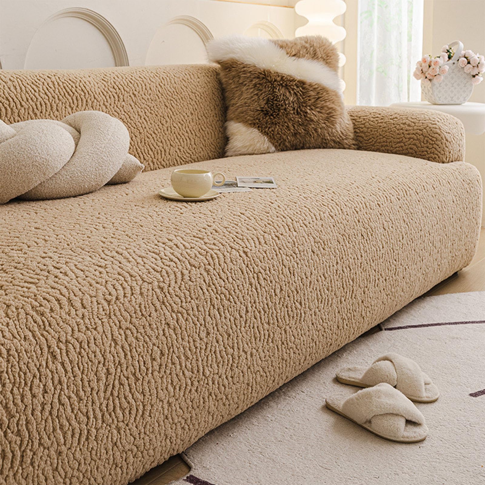 Housse de canapé universelle velours marron 1-2 places - Slish Fur Protector