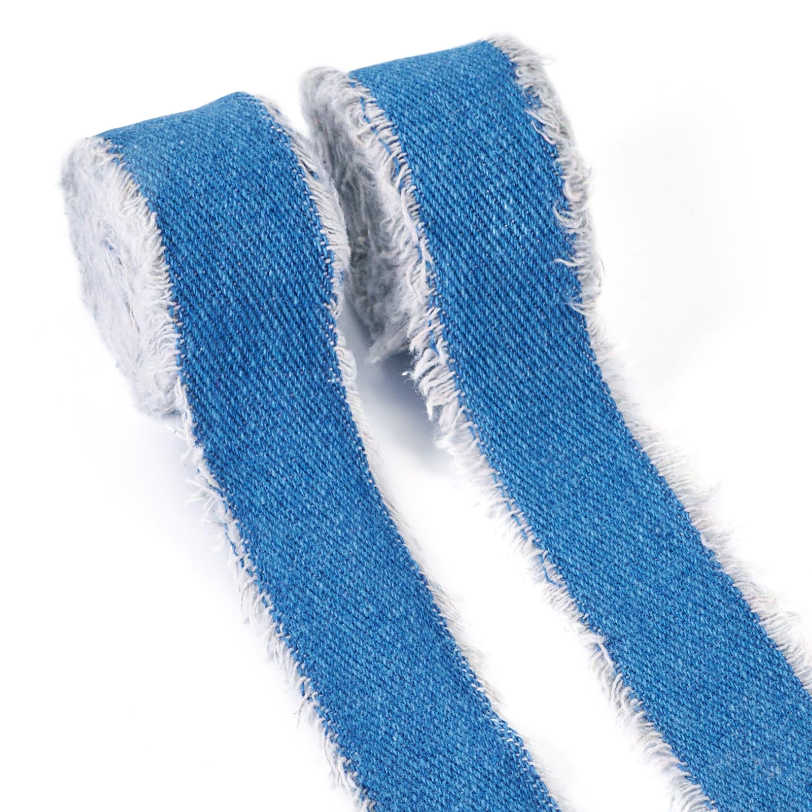 Ruban à franges bleu denim 2.5cm contre les emballages fades et sans relief