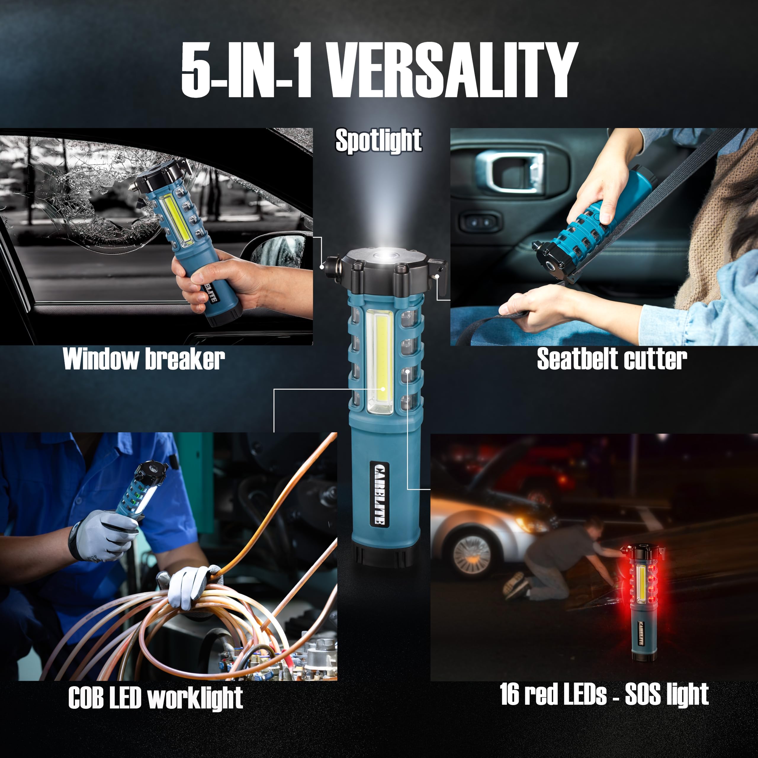 Lampe De Secours Multifonction ETERNAL Avec Marteau Et LED, Piles Incluses