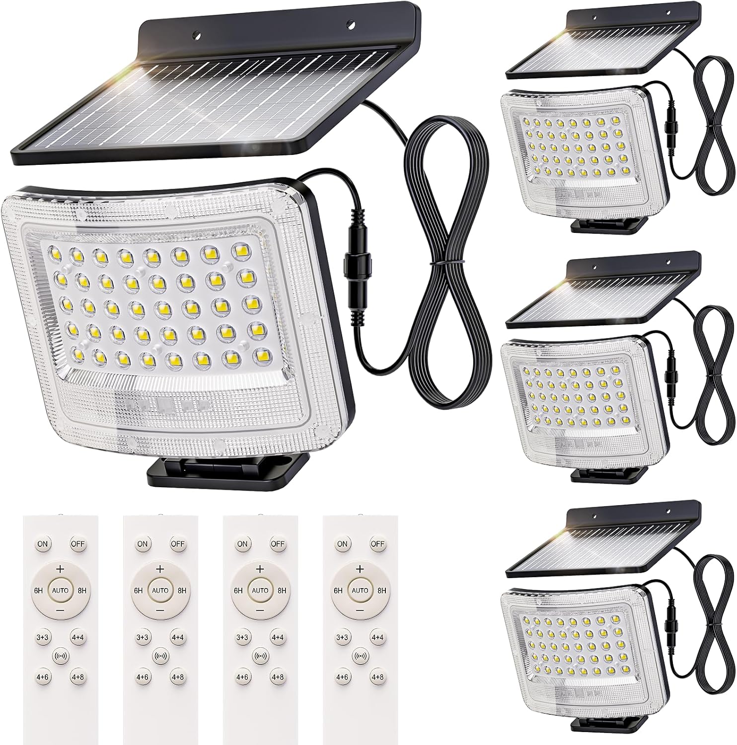 Solar Lights Outdoor,4000mAh Solar Flood Light with Remote Control and Motion Sensor,Sloar Powered Security Lights with 16.4 FT Cable, 3 Modes,Waterproof for Outside, Patio, Yard