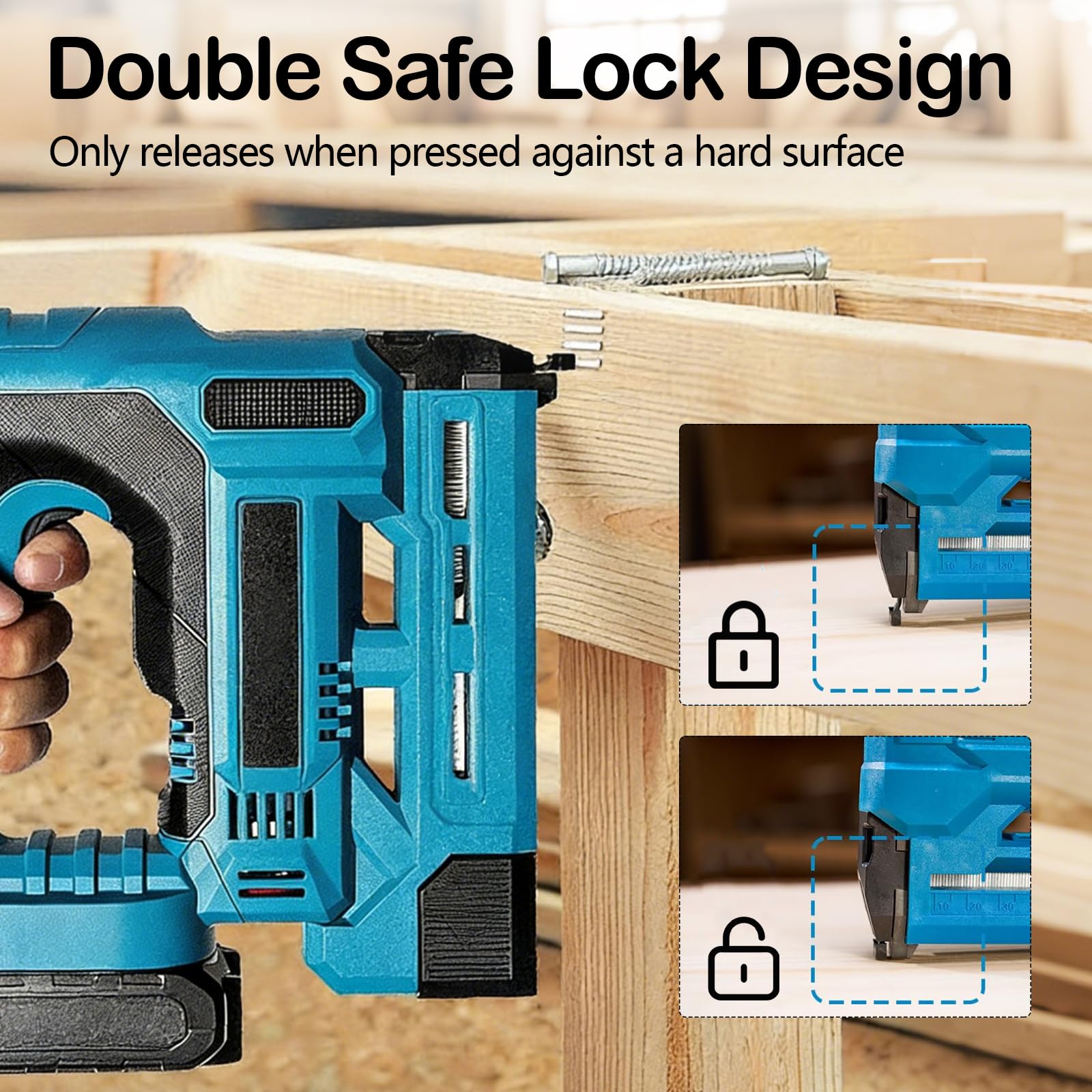 Chiodatrice graffatrice a batteria 2 in 1, con 2 x 2,0 Ah compatibile Makita 18V, chiodatrice 18GA con borsa e 1000 chiodi e graffe, profondità regolabile, per legno e fai da te