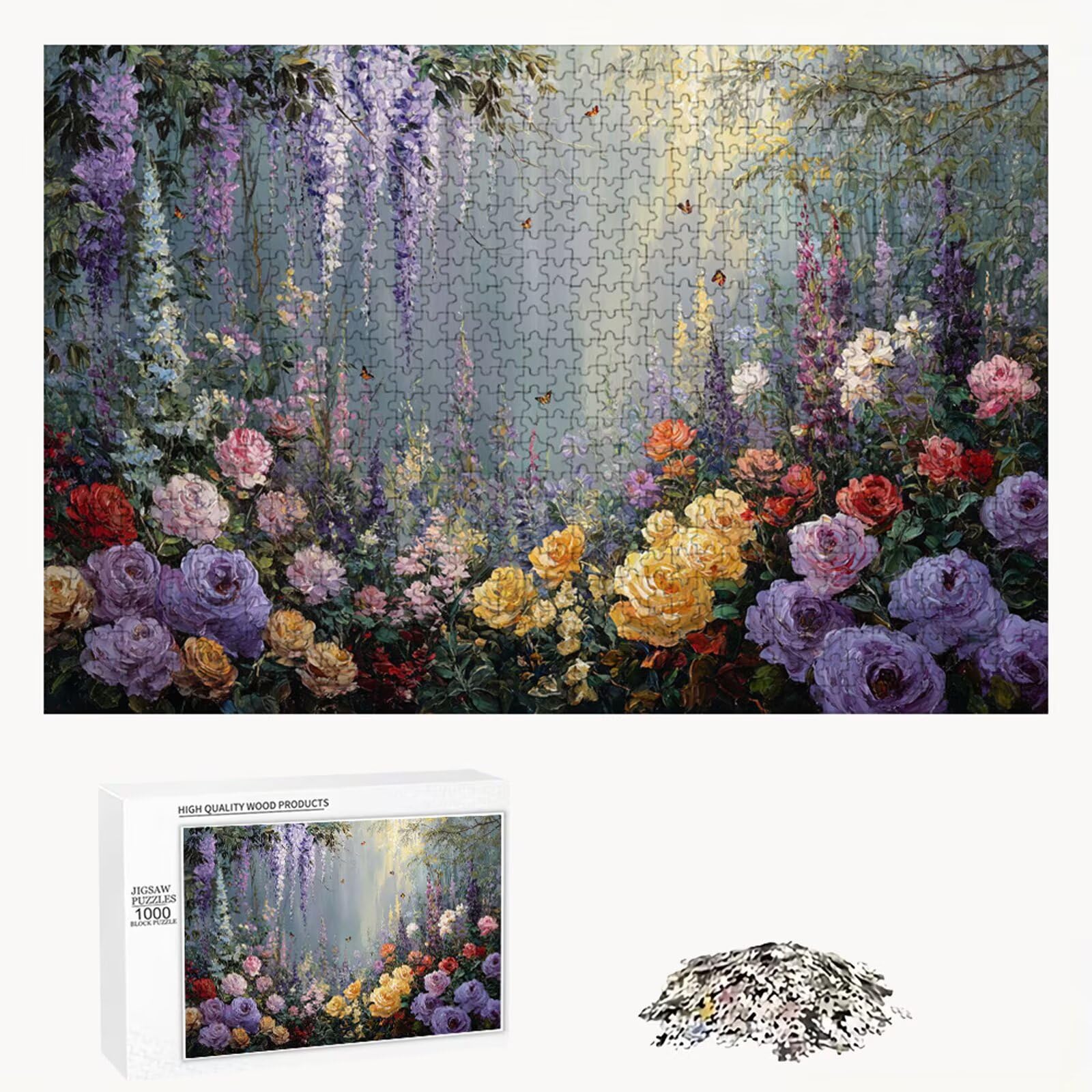 Puzzle 1200 Piezas Adultos Flor & Bosque, Rompecabezas con Letras Traseras y Póster, Pasatiempo Antiestrés, Decoración de Pared, Regalo Decorar Mujer Hombre 75 x 50 cm (14 Años +) P3#182
