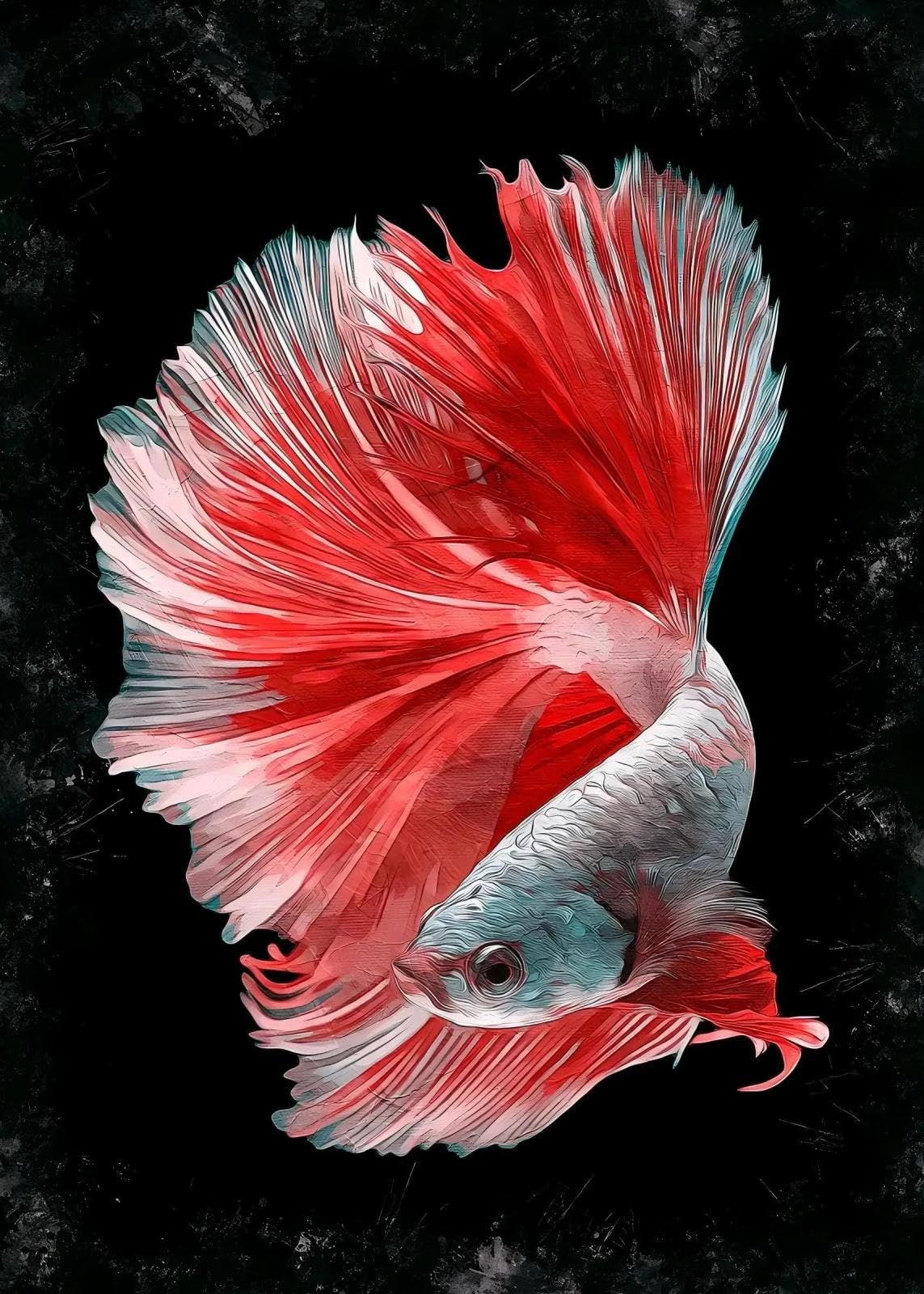 Baibexing Abstract Colorful Fish Koi Poster Prints Canvas Painting Wall Art Pictures Home Decor A11 40X50Cm Unframed