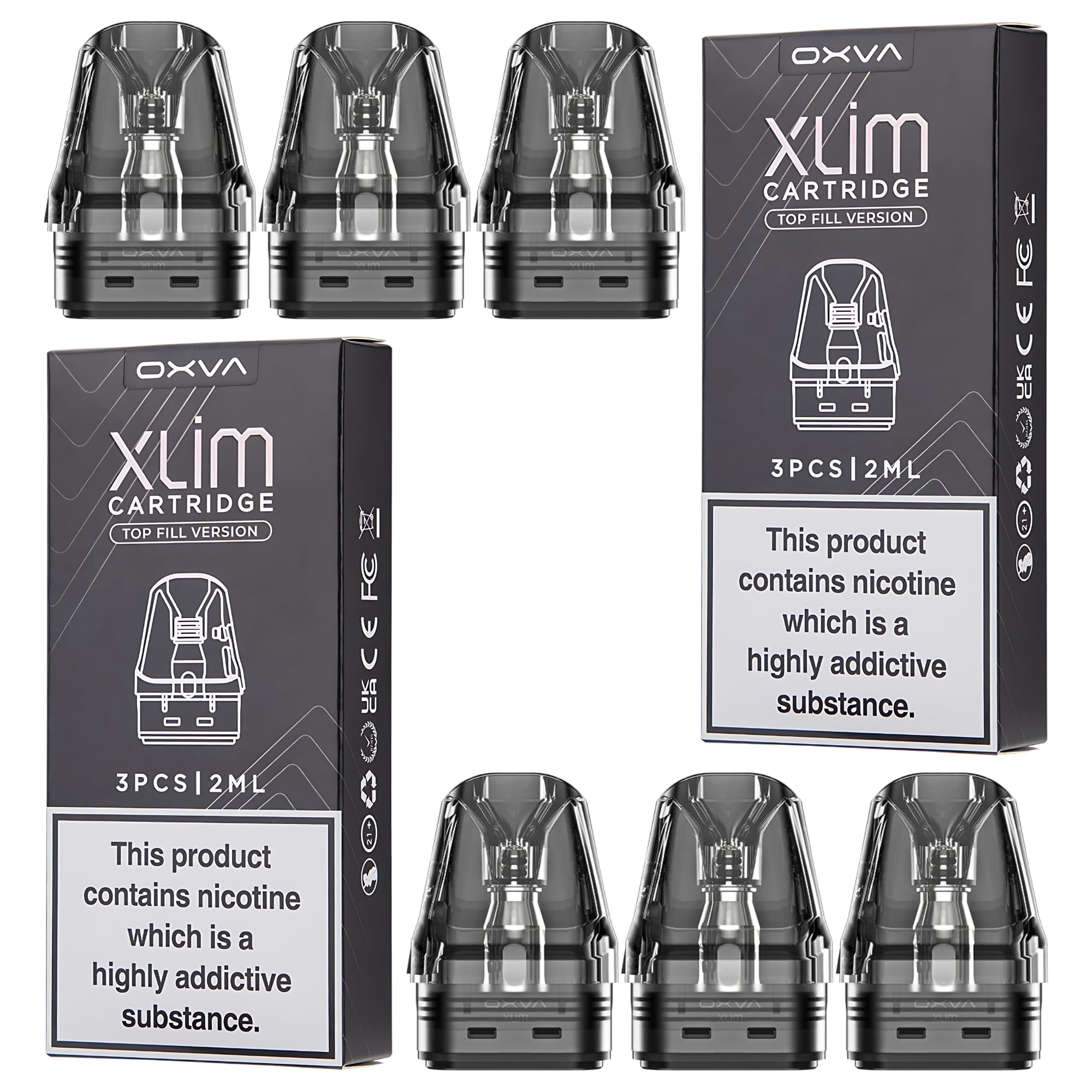 OXVA Xlim V3 Pod - 6 Pack - for the Oxva XLIM Pod Kit & the Oxva XLIM SE Pod Kit - MTL Vaping, Built-In Mesh Coil - No Nicotine [0.6ohm: 20W-25W]