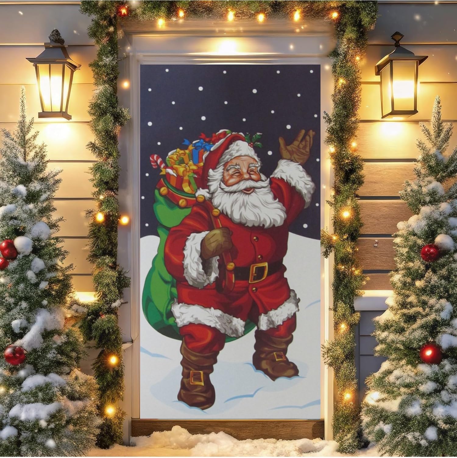 Christmas Door Covers for Front Door - Santa Claus Decorations - Santa Christmas Door Cover - 30" x 5 Ft