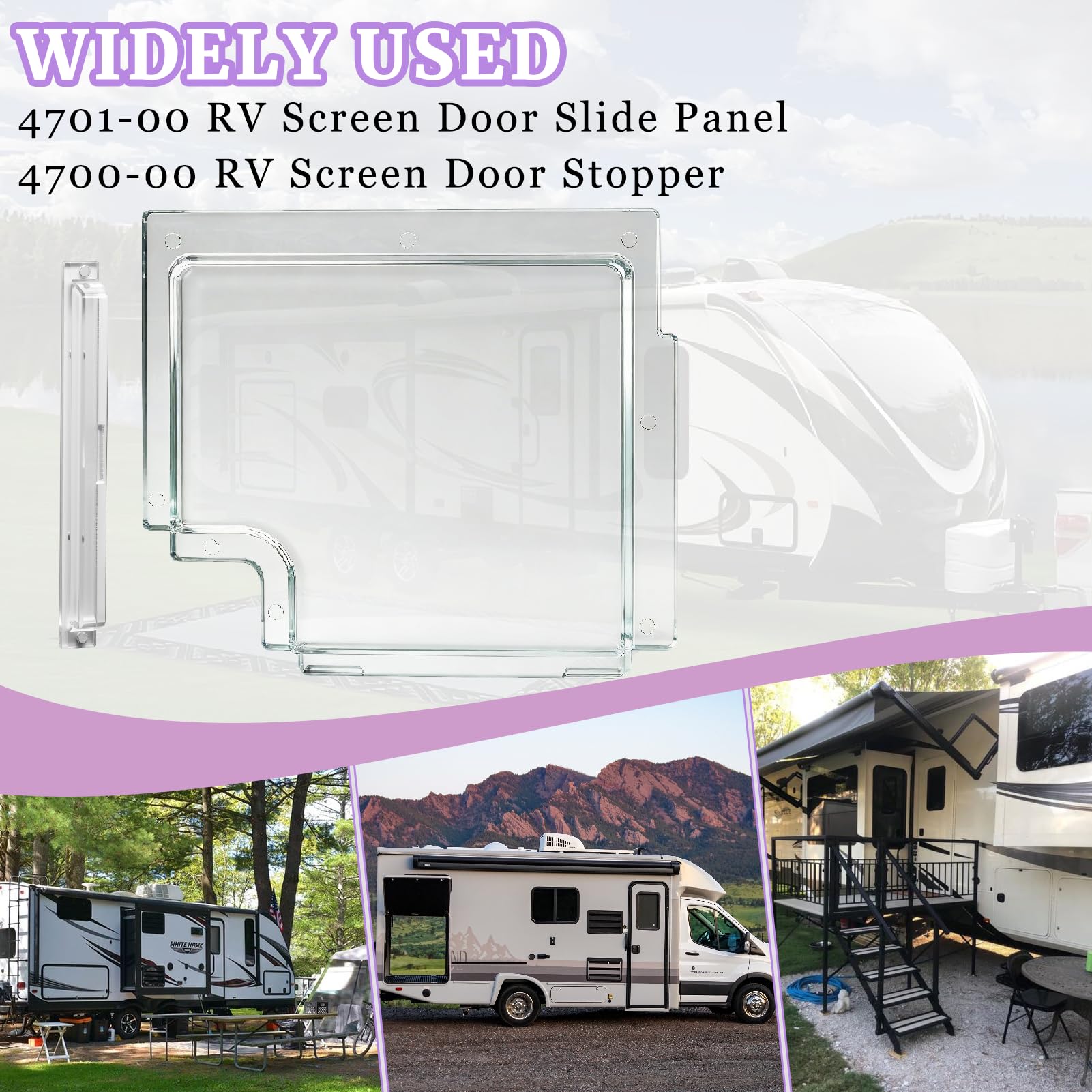 RV Screen Door Slider Panel – Clear Plexiglass 4701-00, Compatible With Dexter RH 5050 Radius Corner (Right Hand)