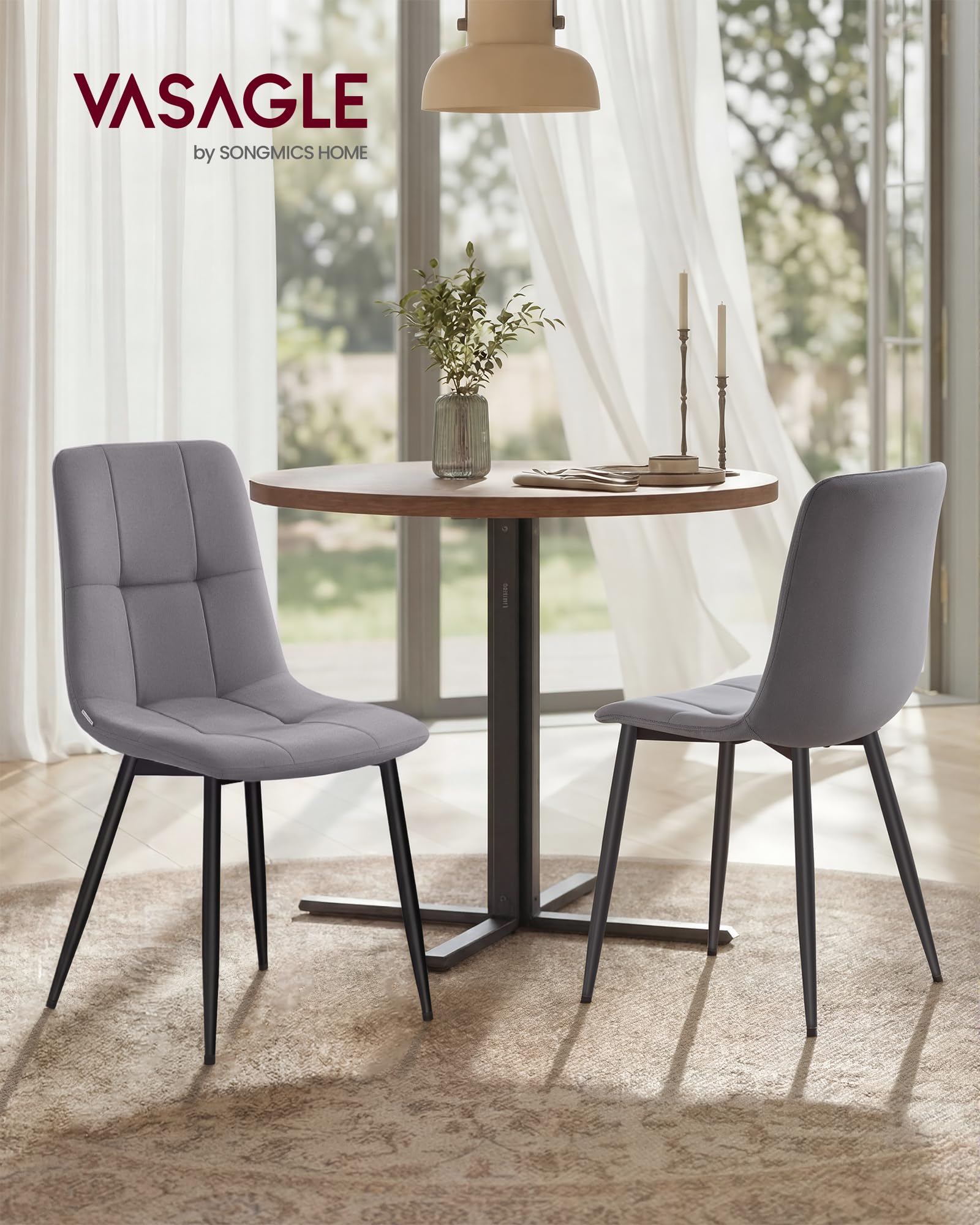 VASAGLE Sedie da Pranzo in Velluto, Portata 120 kg Ciascuna, Sedie da Cucina Imbottite con Piedini Regolabili, Moderno, per Soggiorno, Set di 4, Grigio Ardesia KDC080GN01