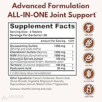 Vista 2 de Glucosamina Condroitina MSM Boswellia Cúrcuma, Suplemento para alivio articulaciones, 180 comprimidos, BioScience Nutrition.