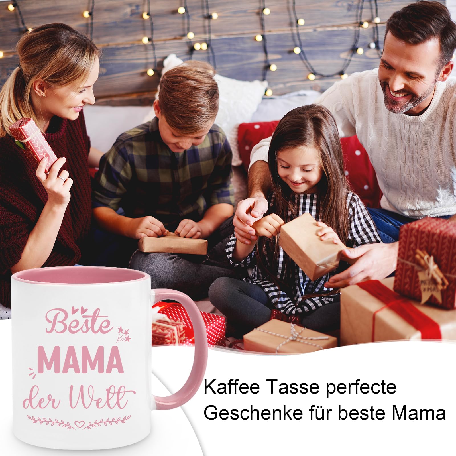 Tazza Regalo Per Mamma "Ich Bin STOLZE MAMA..." Rosa 320 Ml - Compleanno, Festa Della Mamma, Natale - 3