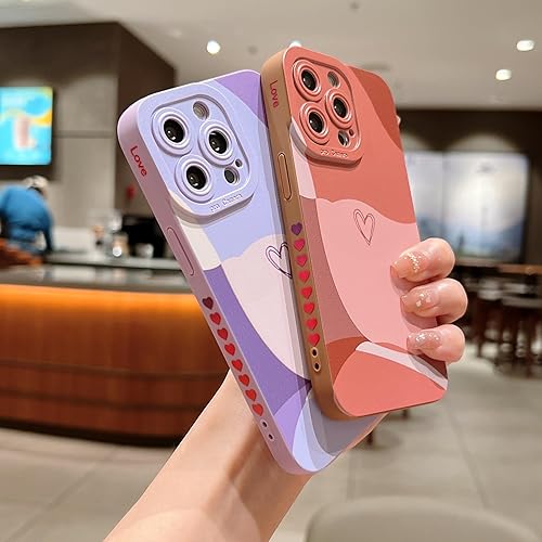 Miniatura 4 de YKCZL Funda compatible con iPhone 12 Pro Max de 6.7 pulgadas, bonito patrón de corazón pintado con diseño de corazón, protector completo de lente de