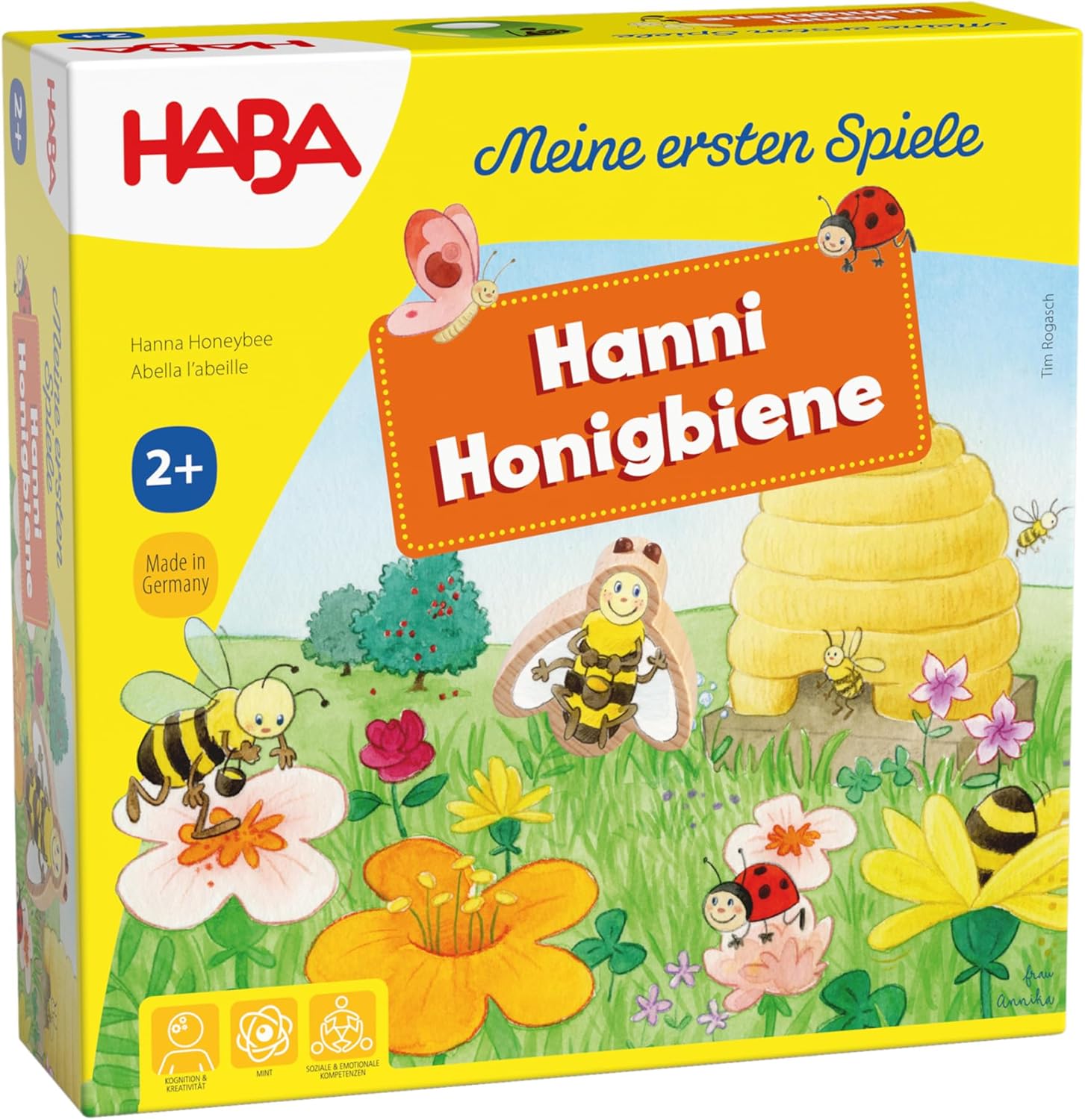 HABA My Very First Games Hanna Honeybee – 2 Cooperative Color Die Games Ages 2+ (German Box)