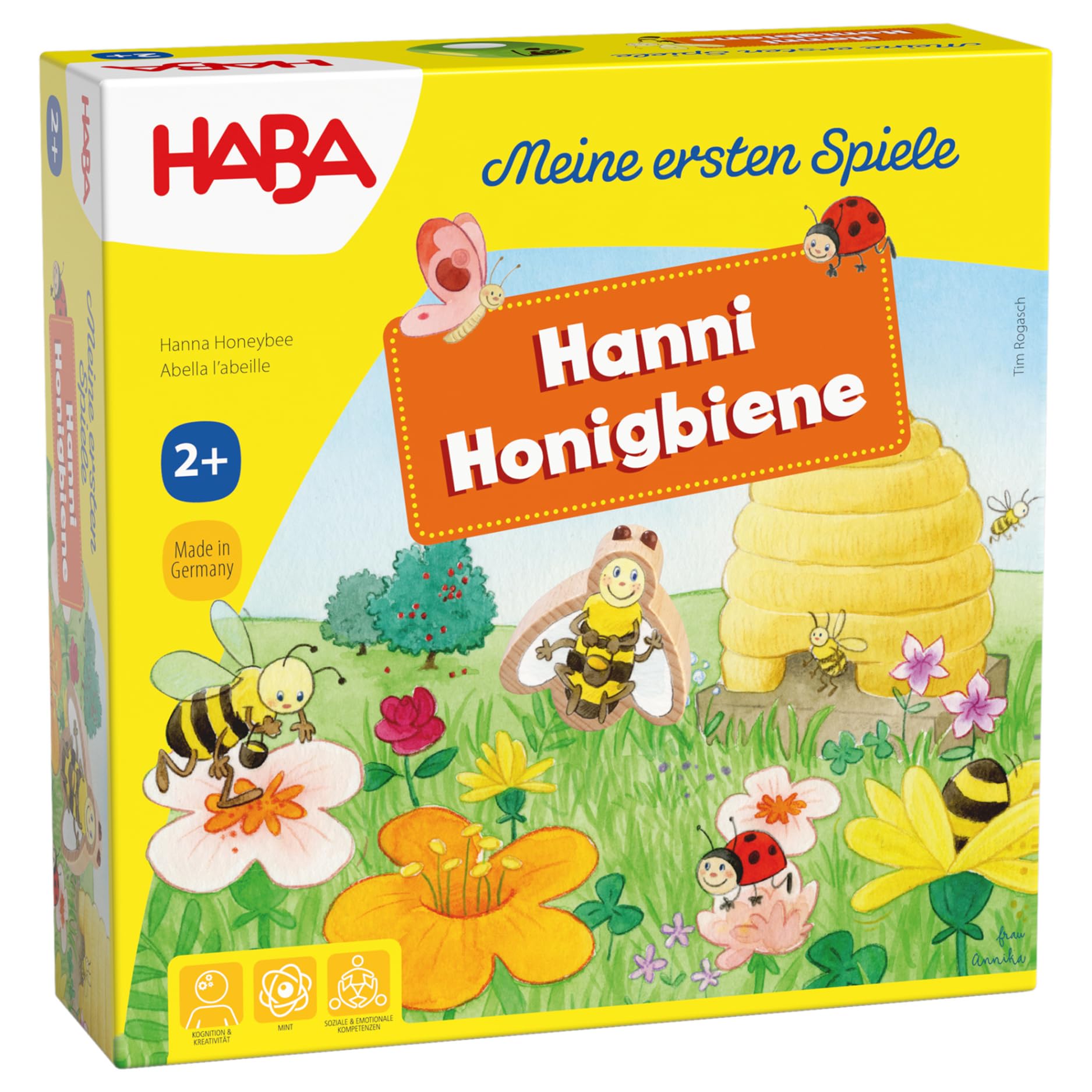 HABA – Meine ersten Spiele: Hanni Honigbiene – Kooperatives Würfel- und Farbspiel – Für Kinder ab 2 Jahren – Mit 3D-Bienenstock und Holzfigur – 1301838001