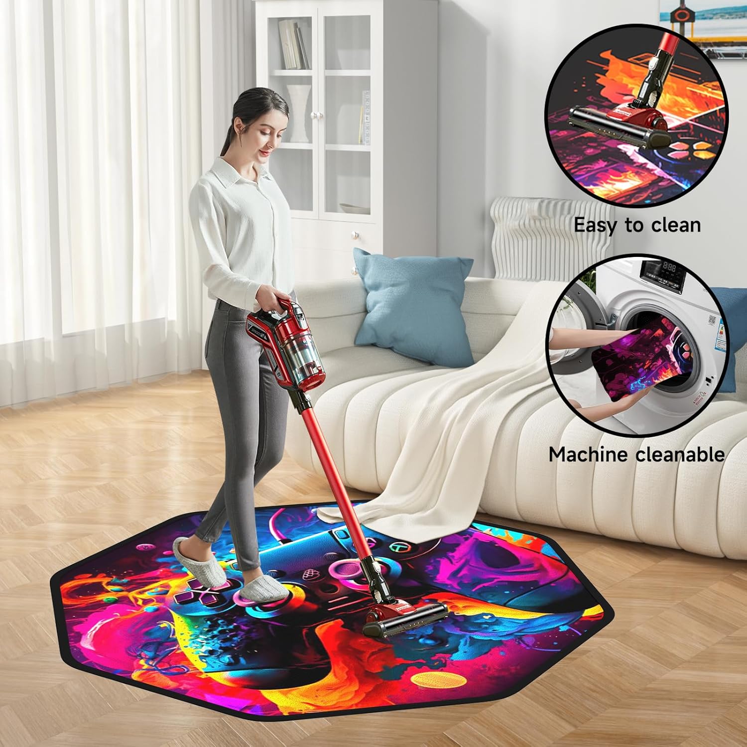Floor Mat for Office Chair - Office Chair Mat - Chair Mat for Hardwood Floor - Desk & Gaming Chair Protector, Anti-Slip, Easy Clean & Machine Washable (47"×47")