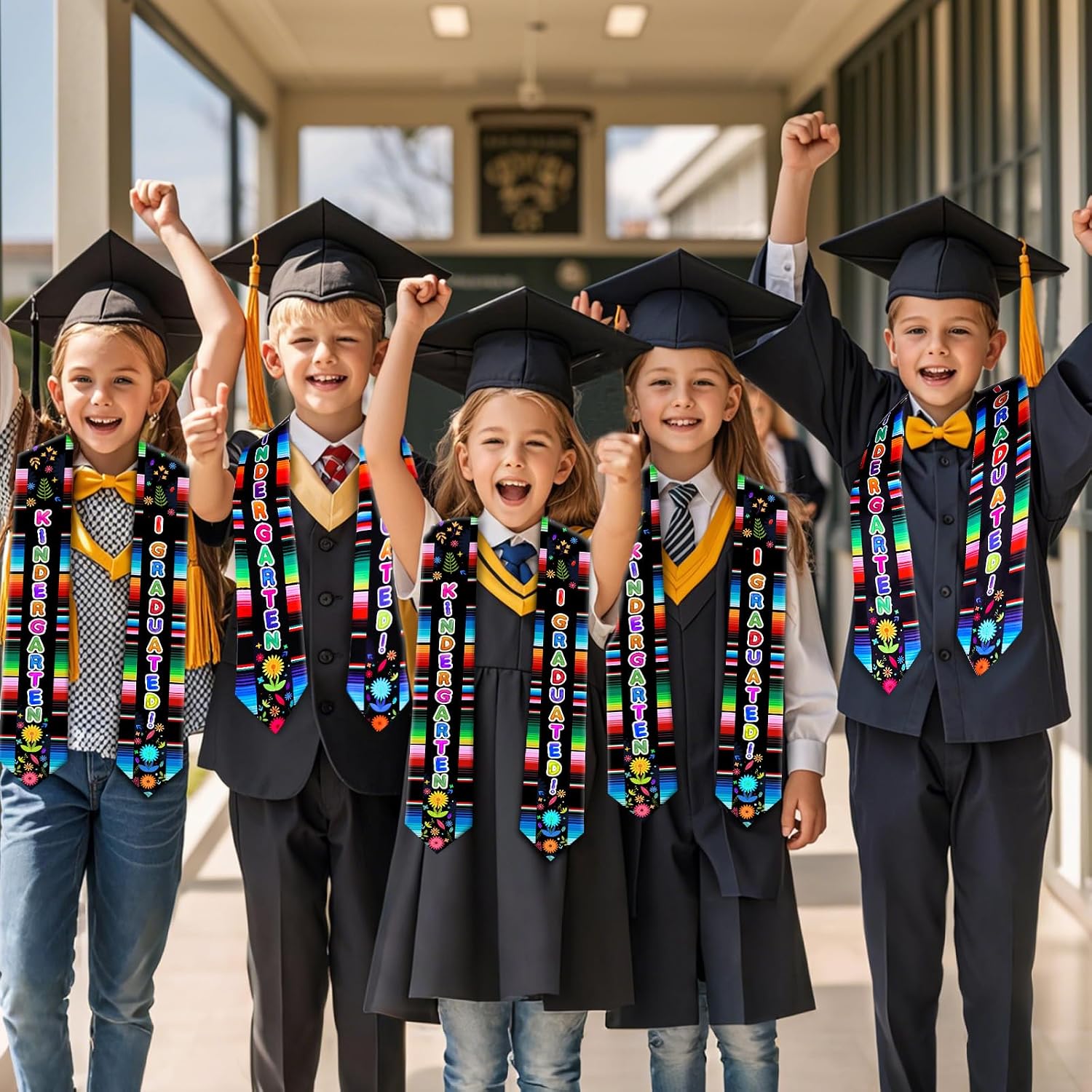 Kindergarten Graduation Sash – Floral Design + Adjustable Tassel Hat – Preschool & Pre-K Ceremony Accessories