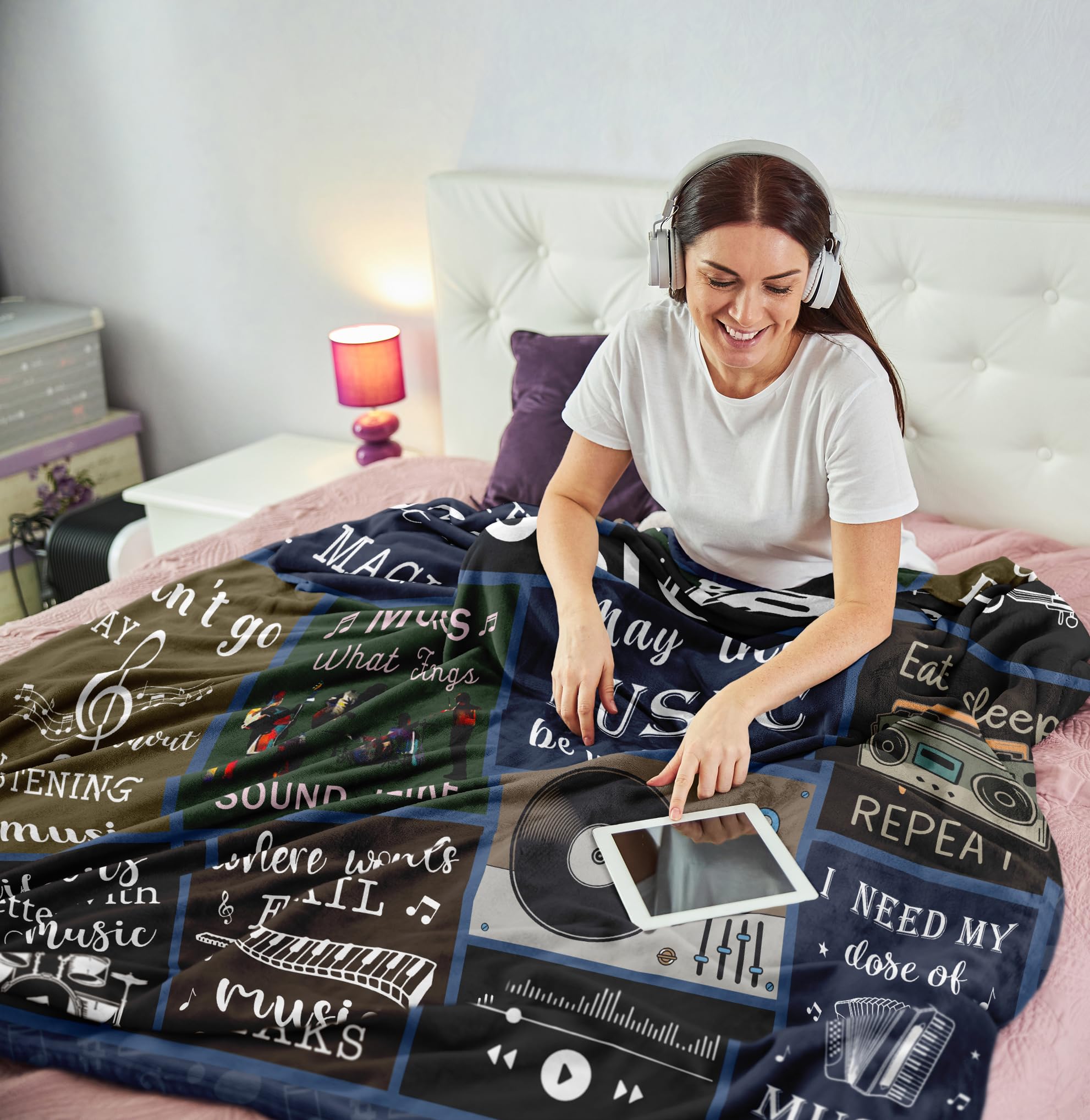 Unique Music Gifts for Men/Women, Music Lovers Gifts for Musician/Music Teacher, Funny Music Themed Decor/Stuff/Accessories, Sound of Music Blanket 60x50in