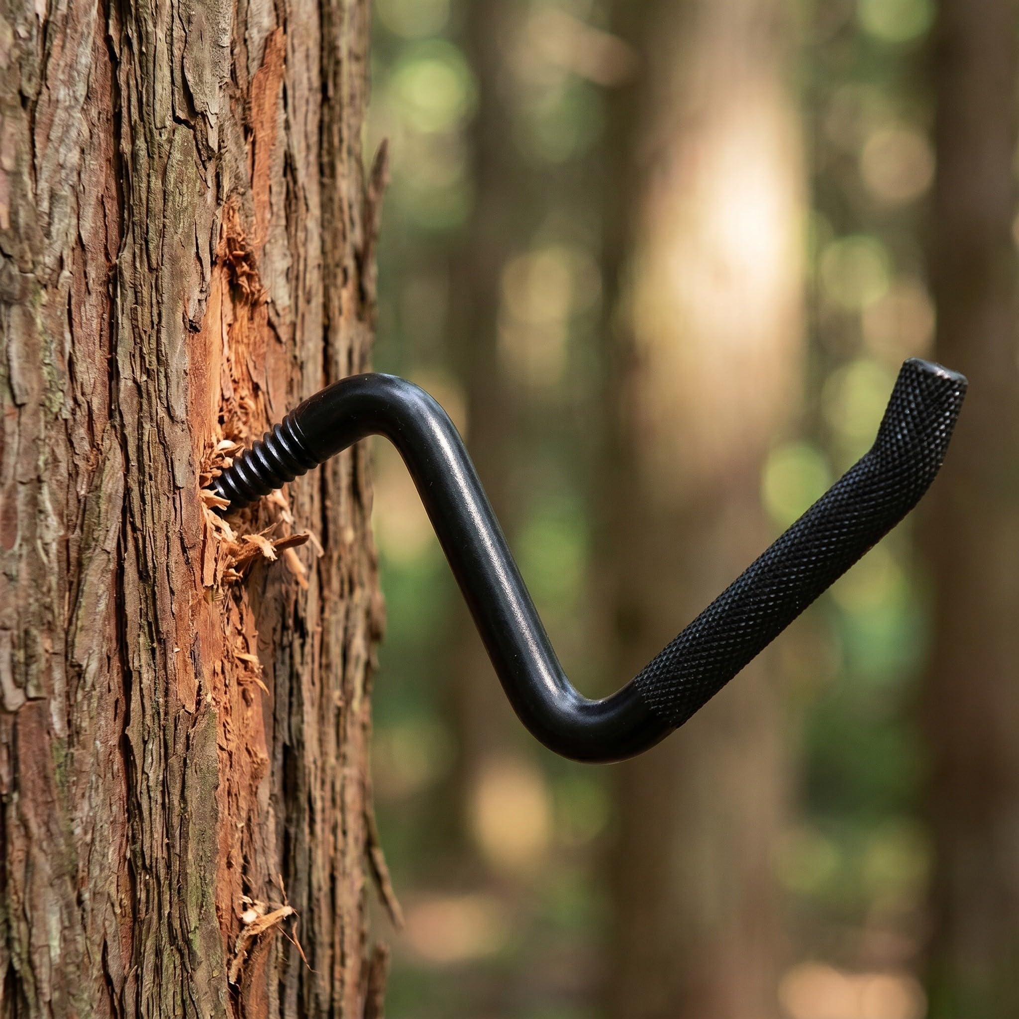4 Piezas Escalera para Árbol de Acero Negro con Patrón Antideslizante Resistente para Caza y Poda, Adecuado para Madera Blanda y Uso Profesional en Exteriores