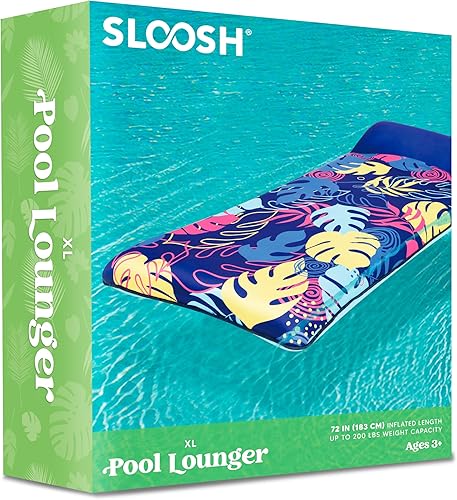Miniatura 9 de SLOOSH Flotadores inflables para piscina, balsa Alfombra de piscina cubierta de tela XL para adultos, flotador de agua inflable ultra cómodo con