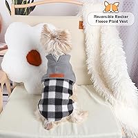 Vista 4 de Suéteres para Perros Pequeños Macho Hembra, Suéter a Cuadros para Cachorros Chaleco de Ropa de Vellón para Perros, Suéter Elástico XSmall
