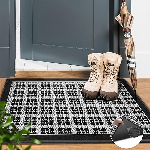 Tapete para puerta delantera, antideslizante, color negro, tapete para puerta delantera, tapete de goma para puerta de casa rural, tapete de goma disponible en Yaxa Peru