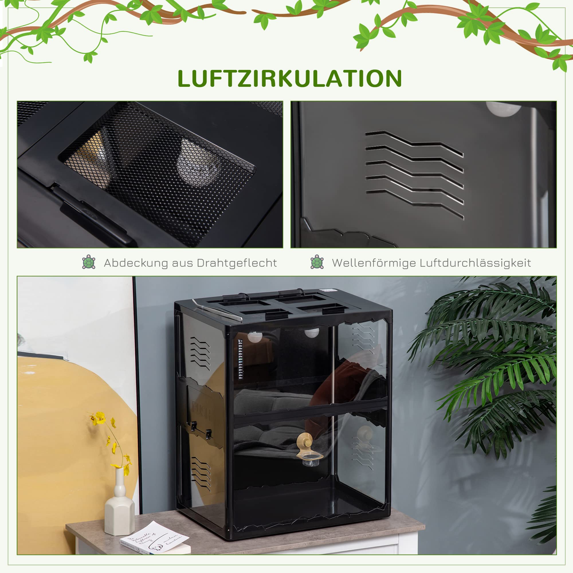 PawHut Terrarium für Reptilien Glasterrarium 34L Reptil | HORNBACH