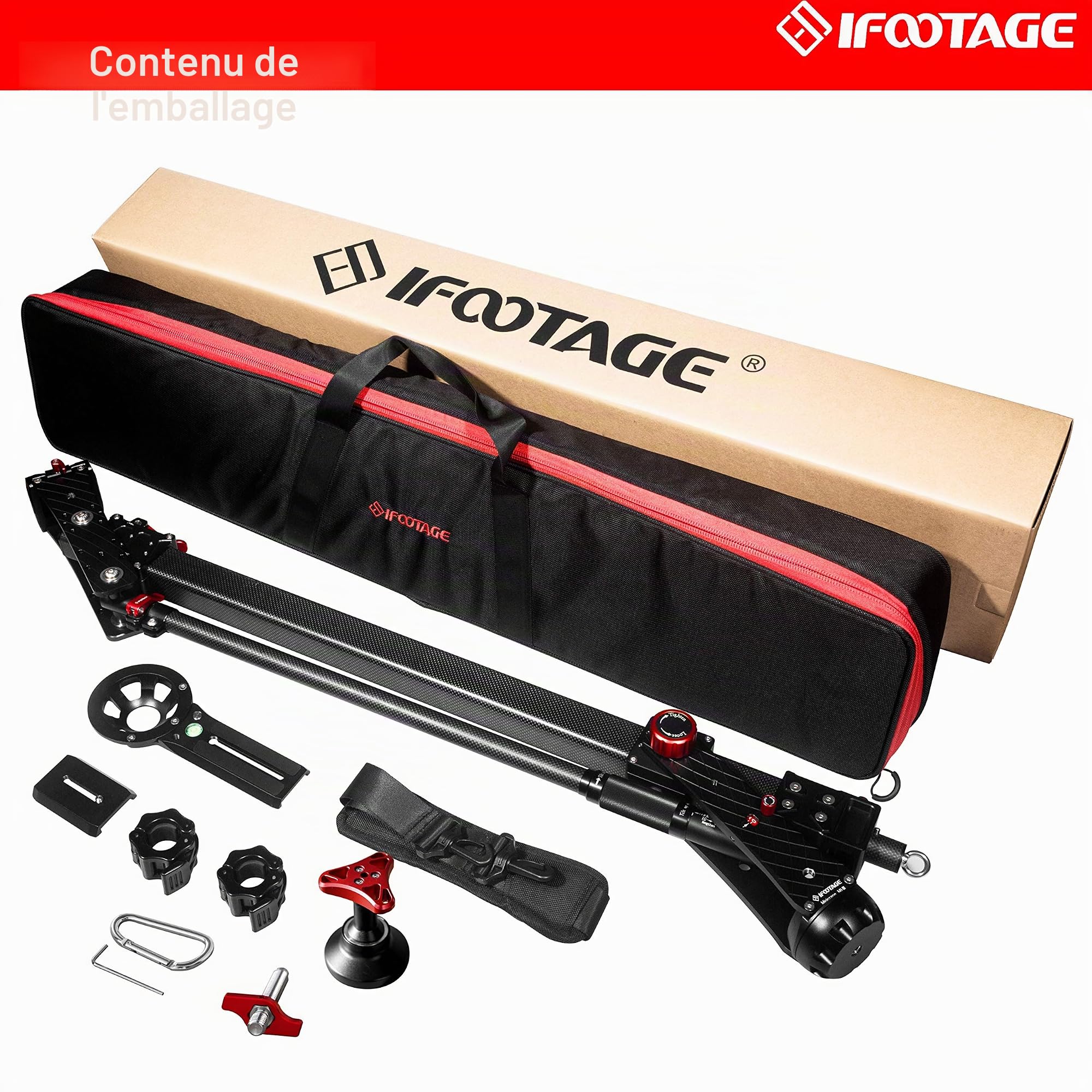 IFOOTAGE Mini Caméra Grue M1 III,Haute Rigidité et Léger en Fibre de Carbone, Incluent Alternative Quick Release Plaques et Low Profile Adaptateur de Dégagement Rapide