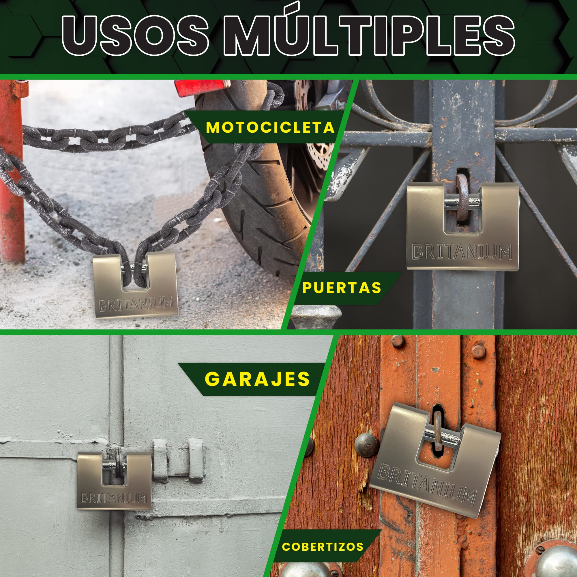 BRP74 Candado de Seguridad Blindado de Alta Seguridad. Cerradura para Contenedor. Cilindro de Seguridad Antitaladro y Resistente. Candados para Puertas, Motos, Cobertizos y Garajes