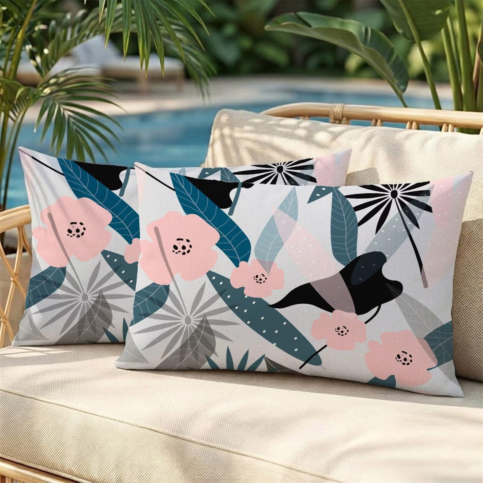 Housses de coussin extérieur imperméable 40x60 cm résistantes à l'eau avec fermeture invisible