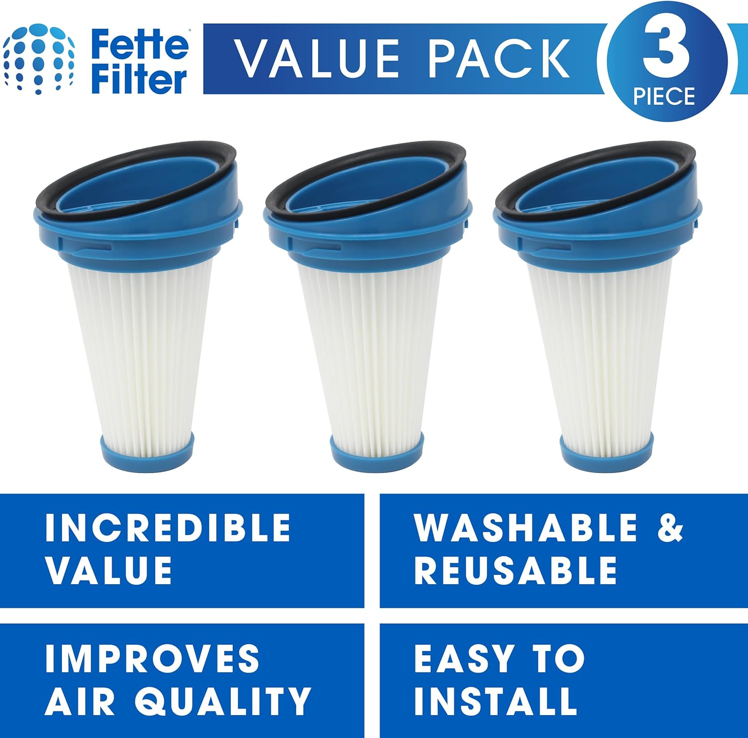 3-Pack Replacement Vacuum Dust Bin Filters for Black and Decker SVF11 Fits 2-in-1 Cordless Lithium Stick Vacuums HSV320J HSV420J HSV520J HSV320J32 HSV420J42 HSV520J01 SVA420B SVA520B - Image 2