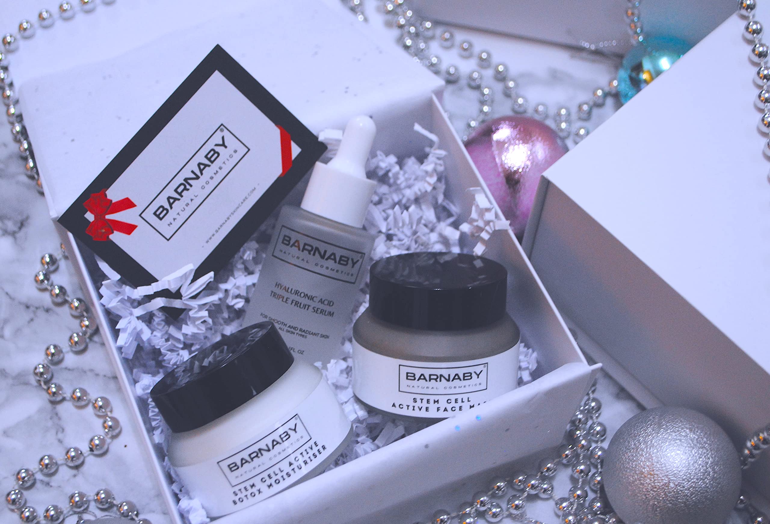 Barnaby Skincare - komórki macierzyste pielęgnacja skóry uroda pudełko prezentowe z komórkami macierzystymi aktywnym nawilżaczem i maską na twarz w luksusowym pudełku prezentowym