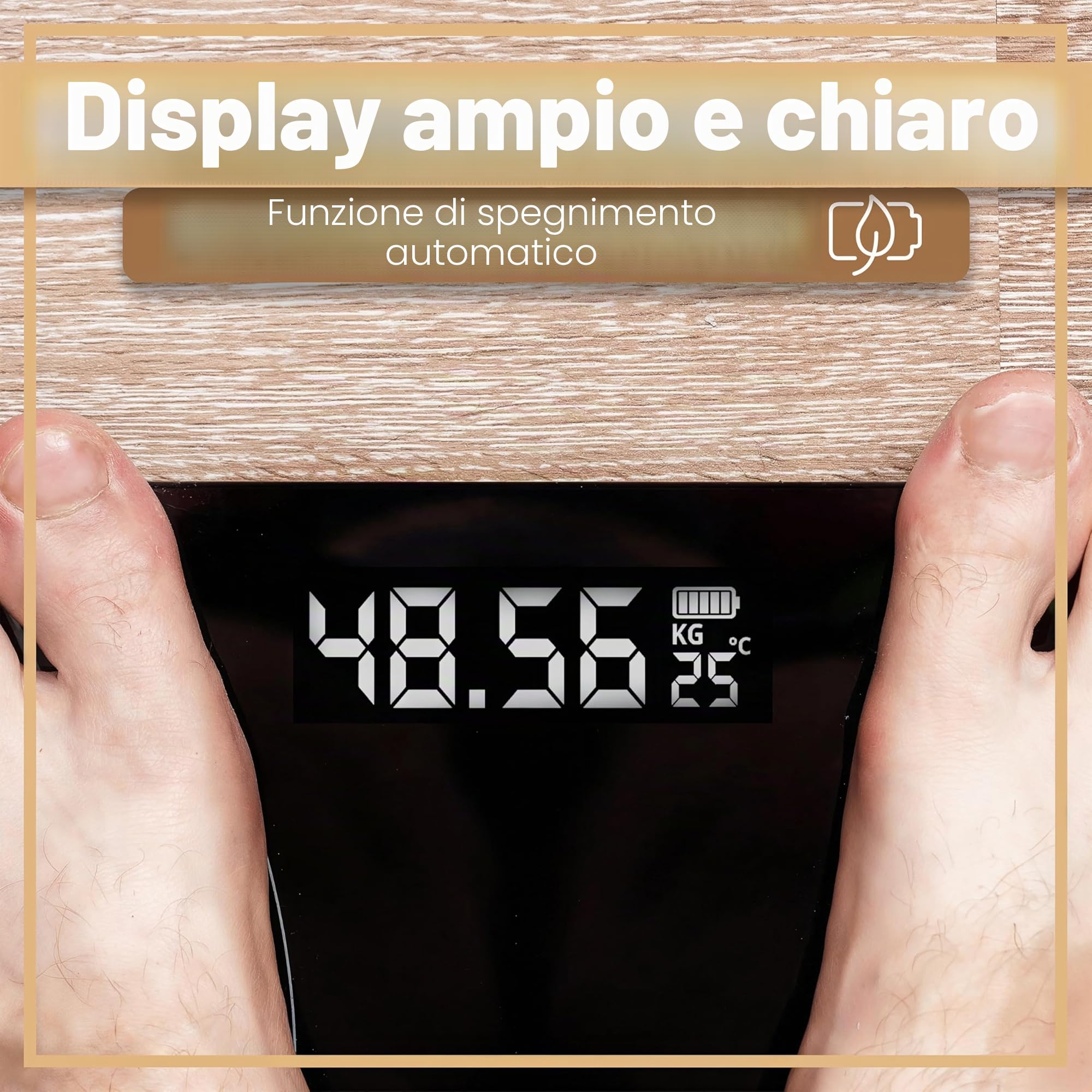 Retoo Bilancia Pesapersone digitale Bluetooth per il grasso corporeo con bilancia analisi del corpo, in vetro temperato, con App iOS e Android, bilancia intelligente per massa muscolare