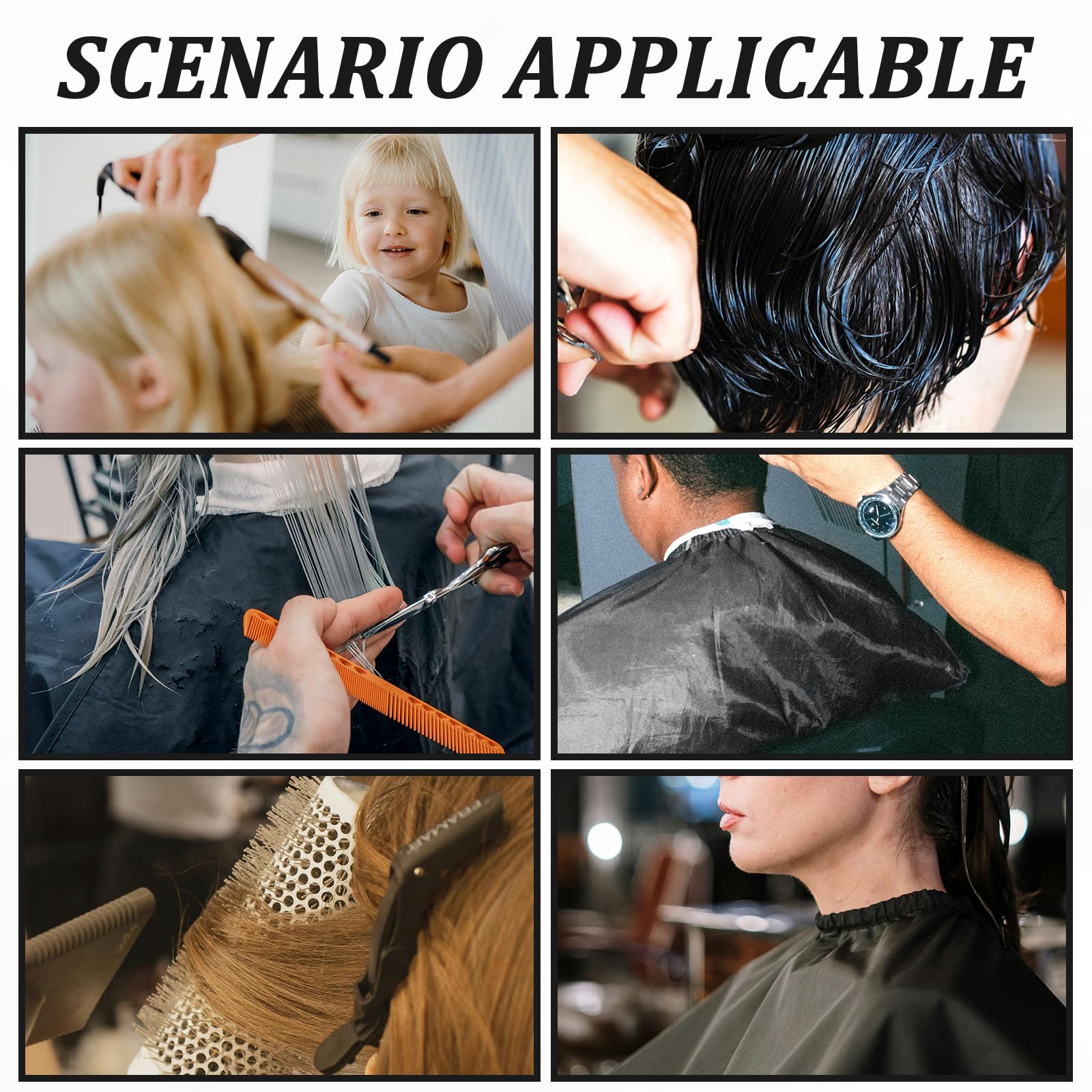 100 mantelle usa e getta da barbiere, impermeabili, mantello da parrucchiere, mantello da taglio per capelli, mantello nero da barbiere per taglio di capelli, mantello usa e getta da parrucchiere,