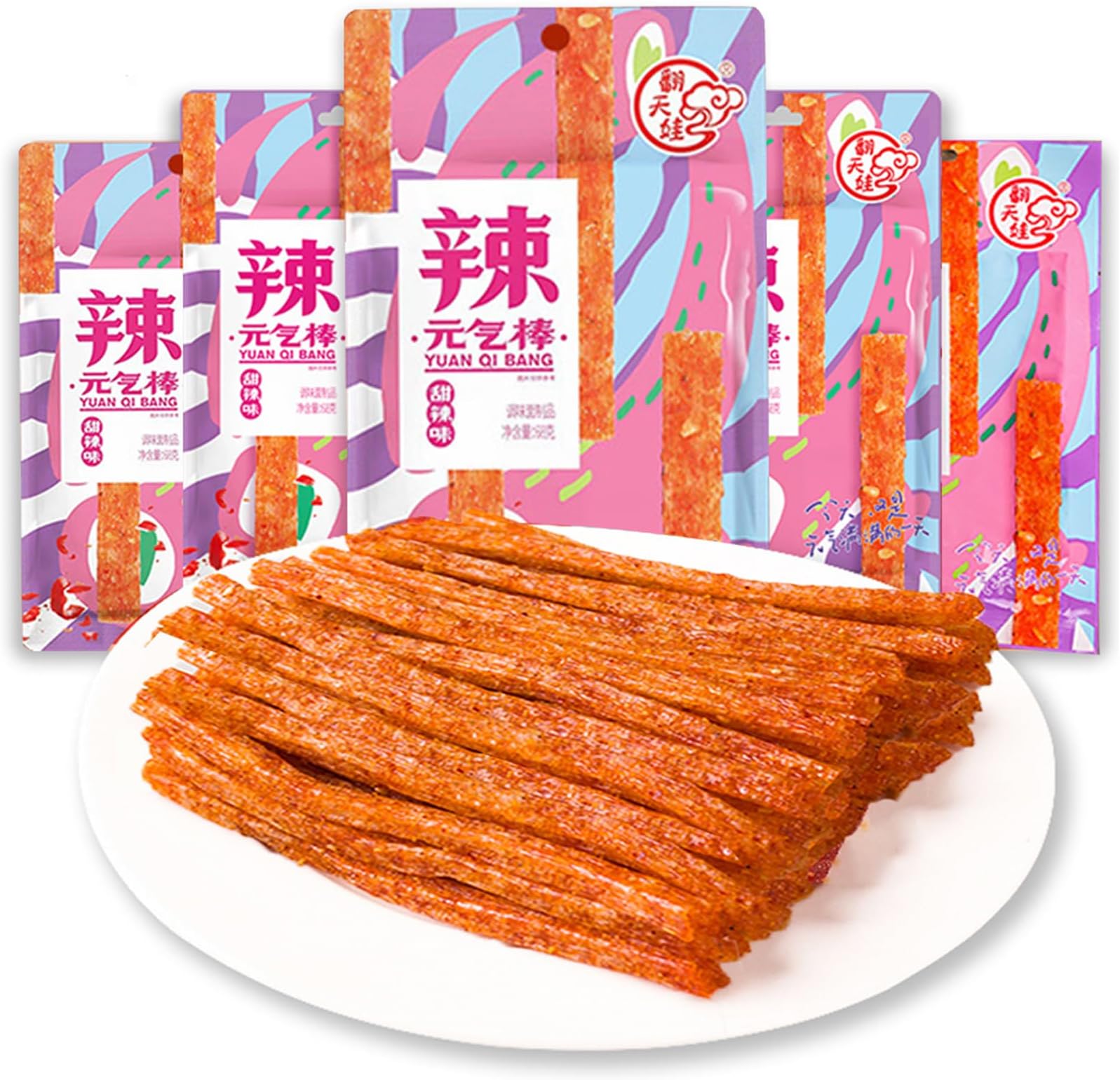 Latiao Spicy Strips 5 Packs Latiao Spicy Gluten Classic Chinese Special Snack Food, Vegan, ่พฃๆก, ๅคง้ข็ญ, 68g/2.39 Ounces per Pack (Pack of 5)