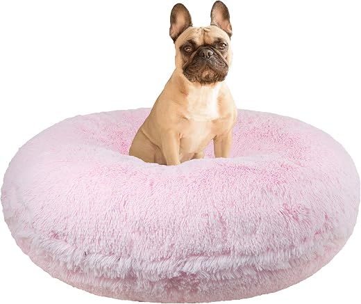 Bessie and Barnie 30-inch Bagel Bed for Pets, Small, Bubble Gum