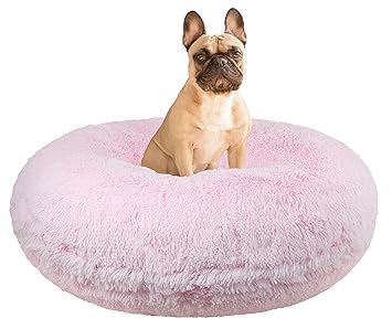 BESSIE AND BARNIE Signature Bubble Gum Luxury Shag Extra Plush Faux Fur Bagel Pet/Dog Bed (Multiple Sizes)