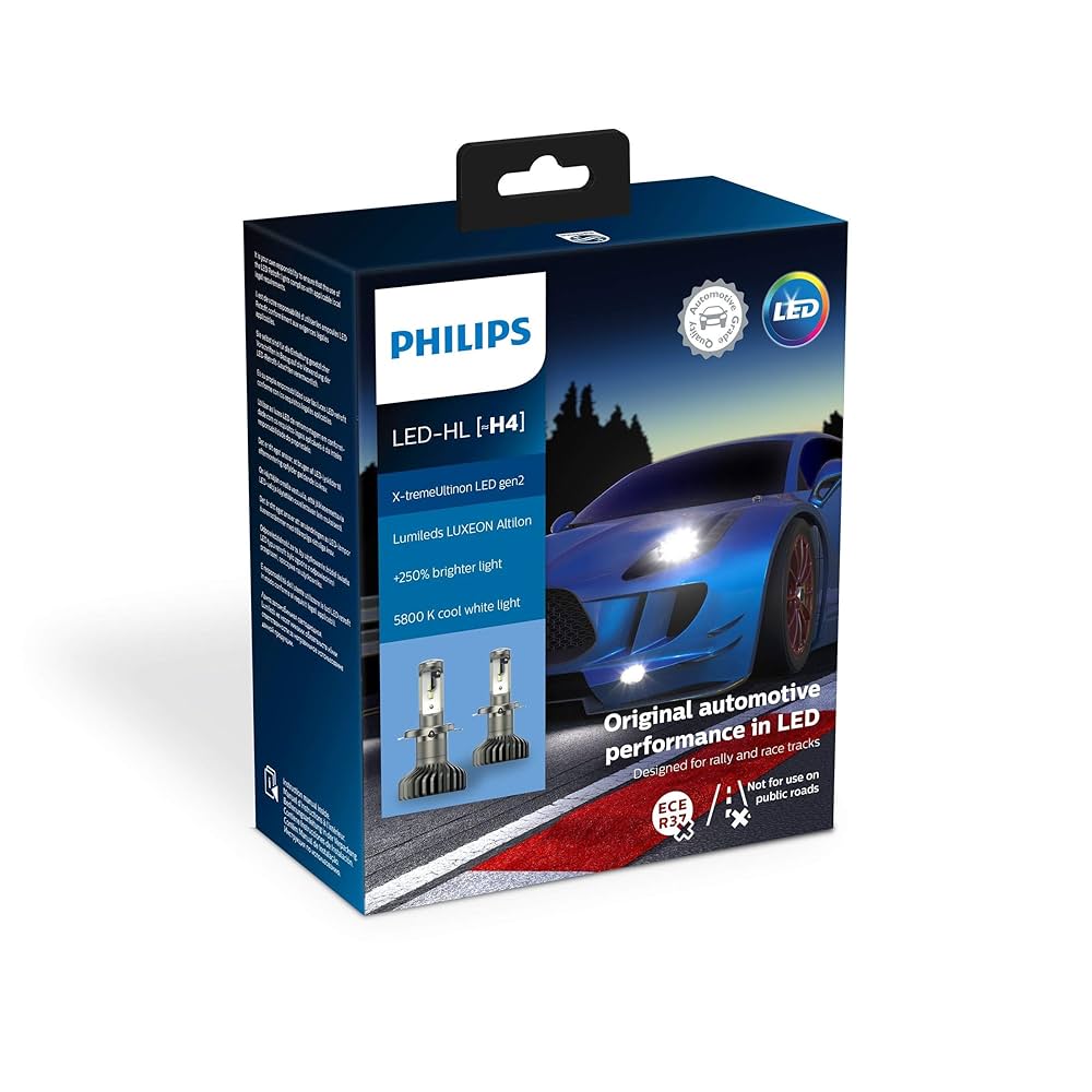 PHILIPS H4 LED X-tremeUltinon 6000K 2個入り Philips X-tremeUltinon Gen2 LED X-treme Ultinon Lâmpadas de