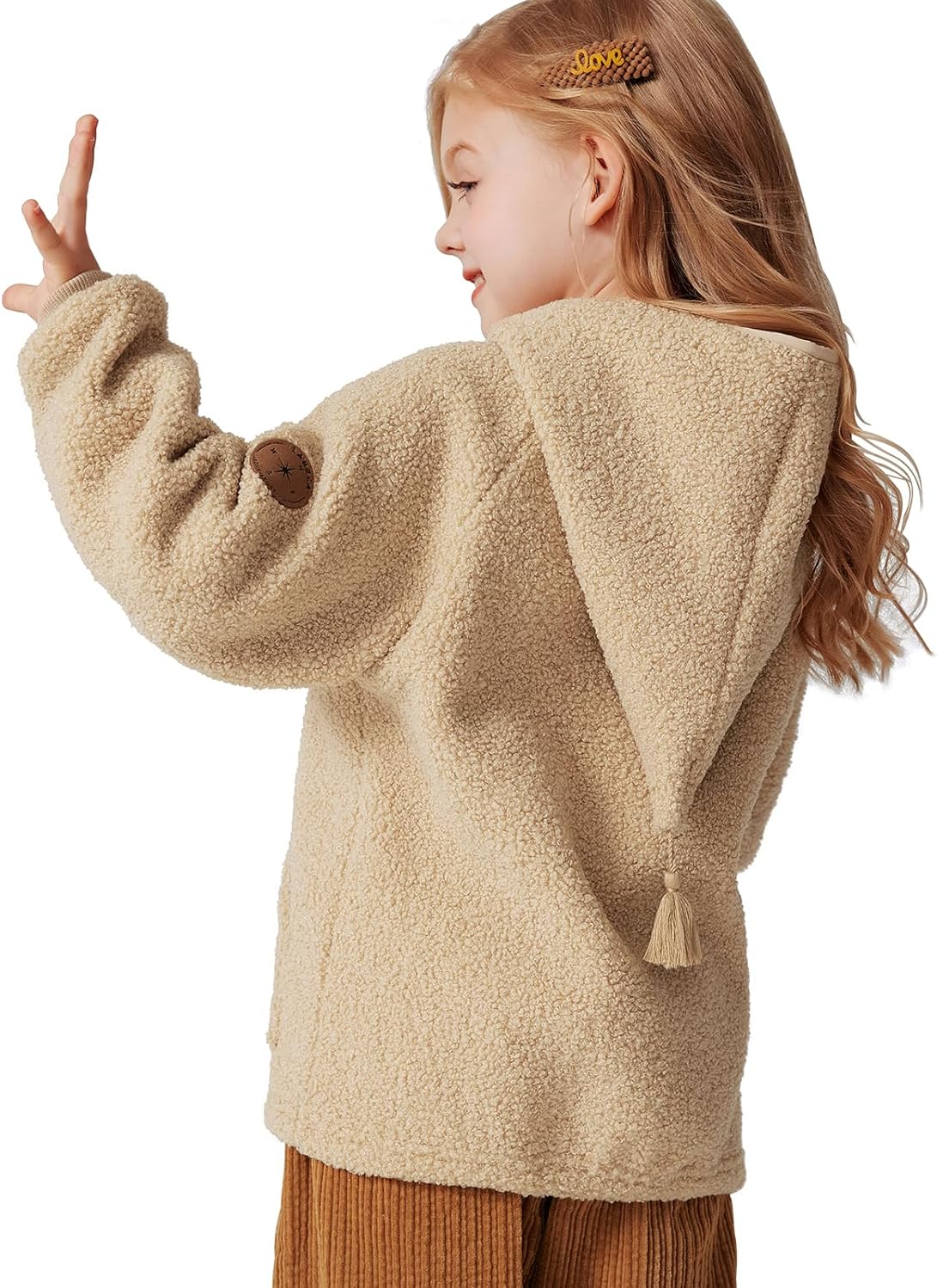 LaBeca Girls Teddy Fleece Jacket Fall Winter Full Zip Coat Kids Lightweight Outwear Hoodie with Pockets