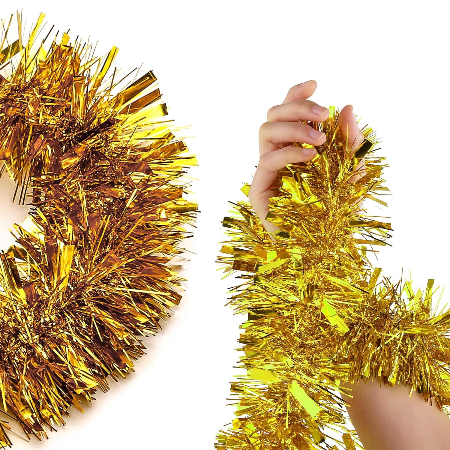 Ghirlanda Di Orpelli per Albero Di Natale Da 6 Pezzi, Ghirlanda Di Decorazioni Natalizie 2m, Ghirlanda Di Decorazioni per Albero Di Natale, Ghirlanda Di Natale (Oro)