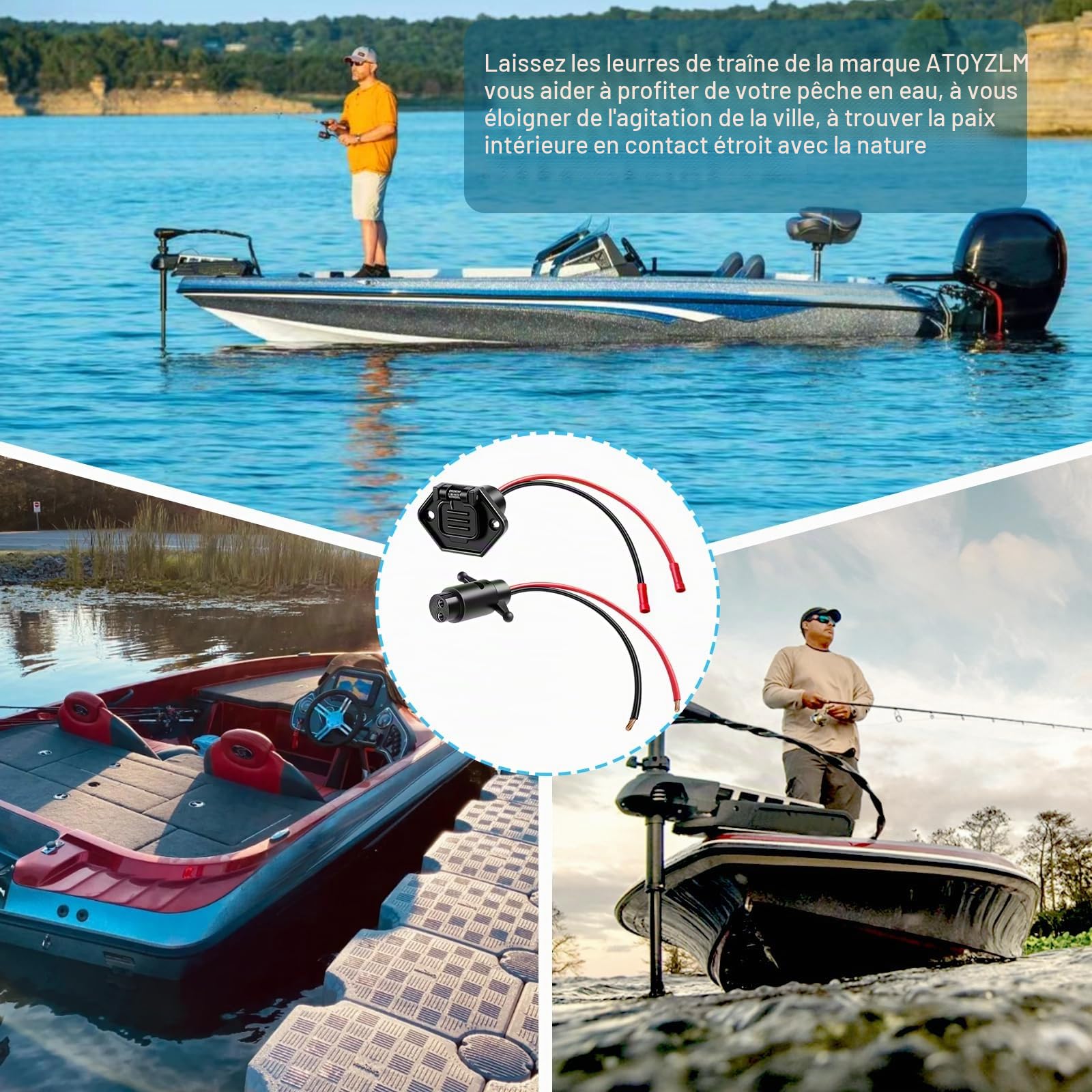 Prise de moteur auxiliaire, prises de moteur auxiliaire étanches professionnelles 12V-24V, prise et prise de moteur auxiliaire 8 jauges 2 fils pour bateau Minn Kota, connexion rapide du moteur