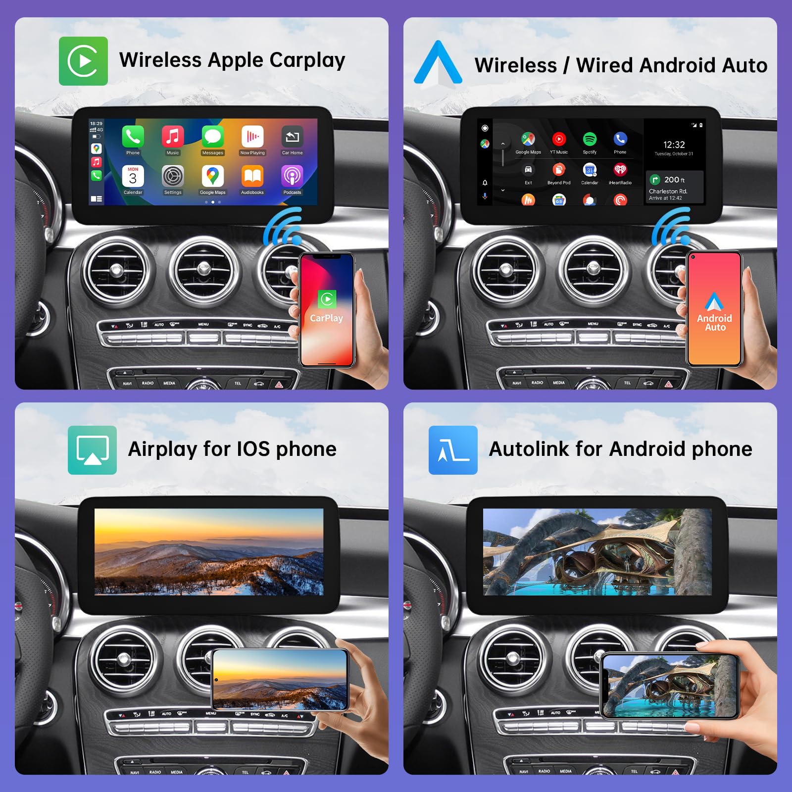 Road Top Autoradio CarPlay 10,25" per Mercedes Benz C GLC V W205 W447 NTG5 | 2016-2018, Schermo Touchscreen Linux HD IPS, CarPlay senza fili, Android Auto, MirrorLink, Navigazione, Autoradio Bluetooth